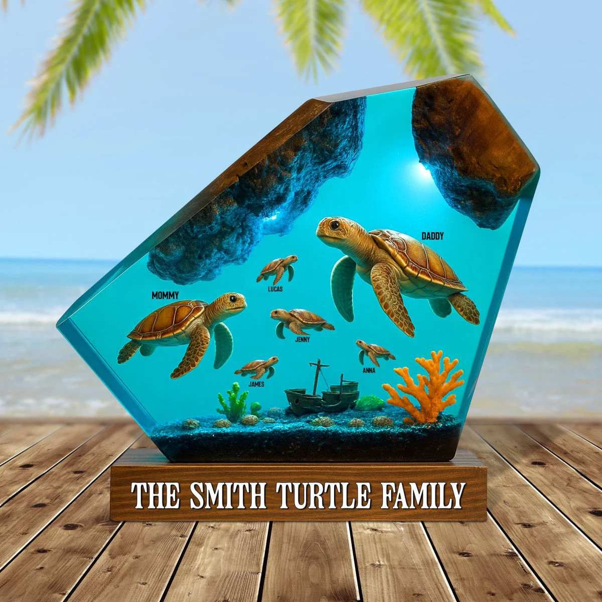Custom Turtle Family Plaque - Personalized Gift with Names for Mom, Dad & Kids - Image 2