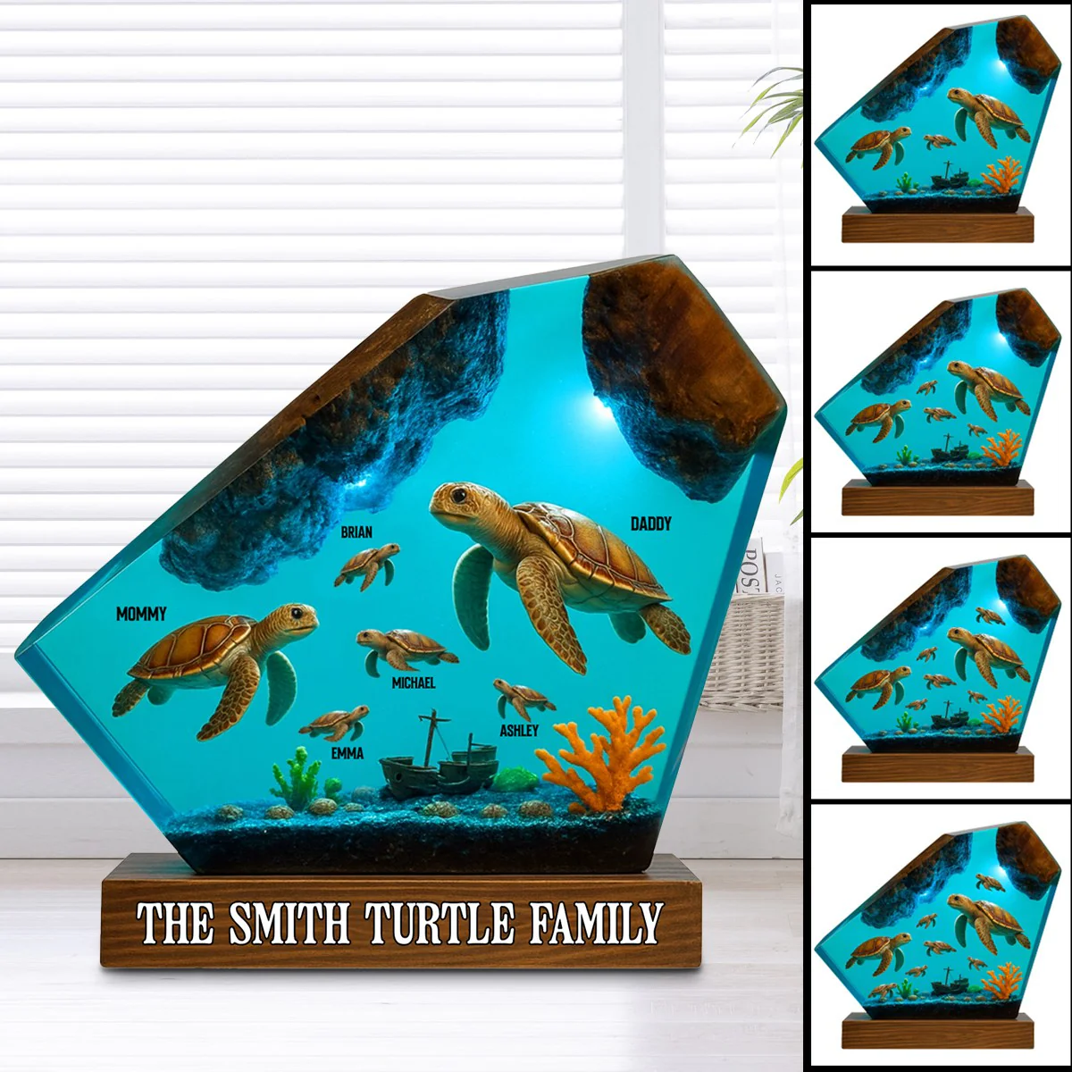 Custom Turtle Family Plaque - Personalized Gift with Names for Mom, Dad & Kids - Image 4