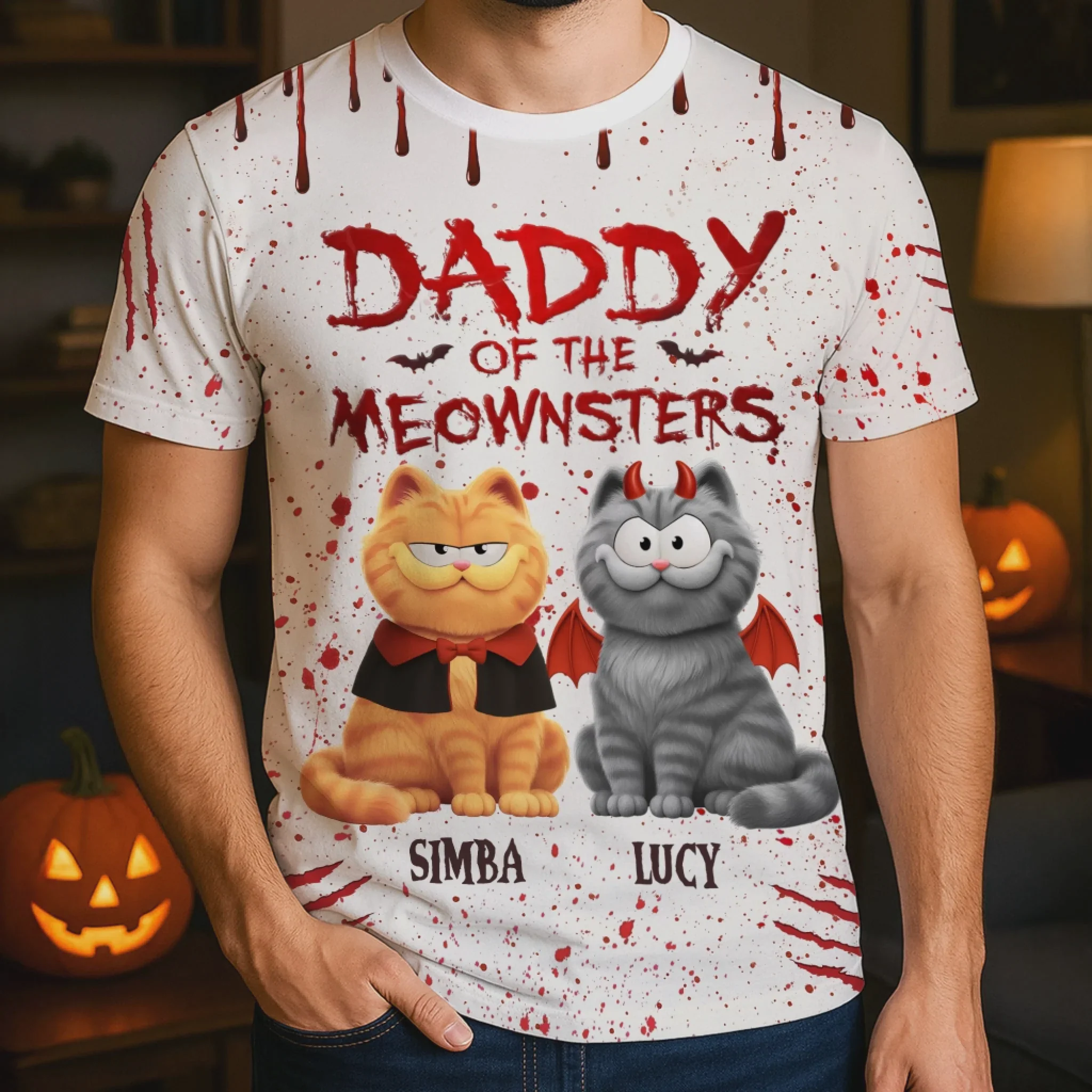 Custom Unisex T-shirt - Personalized Halloween Birthday Gifts For Cat Lovers, Cat Mom And Dad - Image 3