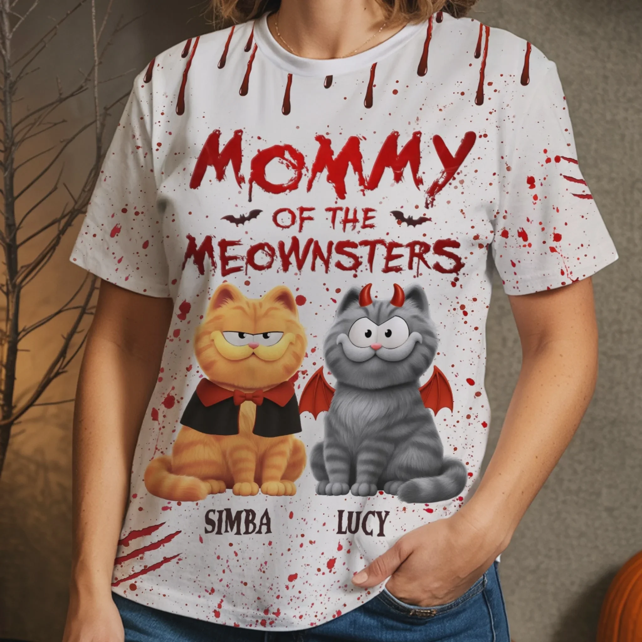 Custom Unisex T-shirt - Personalized Halloween Birthday Gifts For Cat Lovers, Cat Mom And Dad - Image 4