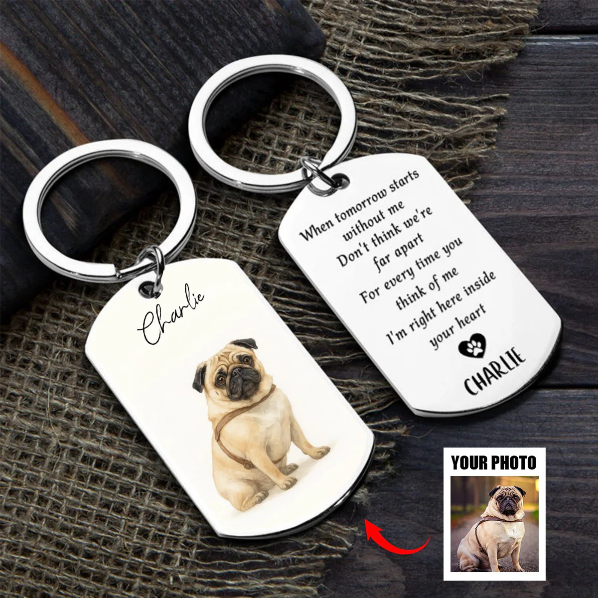 Custom Watercolor Photo Forever My Furry Angel - Memorial Personalized Keychain - Sympathy Gift For Pet Owners, Pet Lovers - Image 4