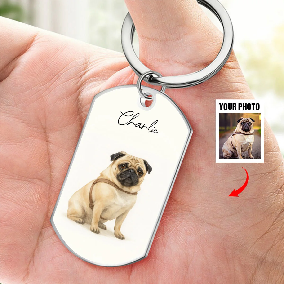 Custom Watercolor Photo Forever My Furry Angel - Memorial Personalized Keychain - Sympathy Gift For Pet Owners, Pet Lovers - Image 5