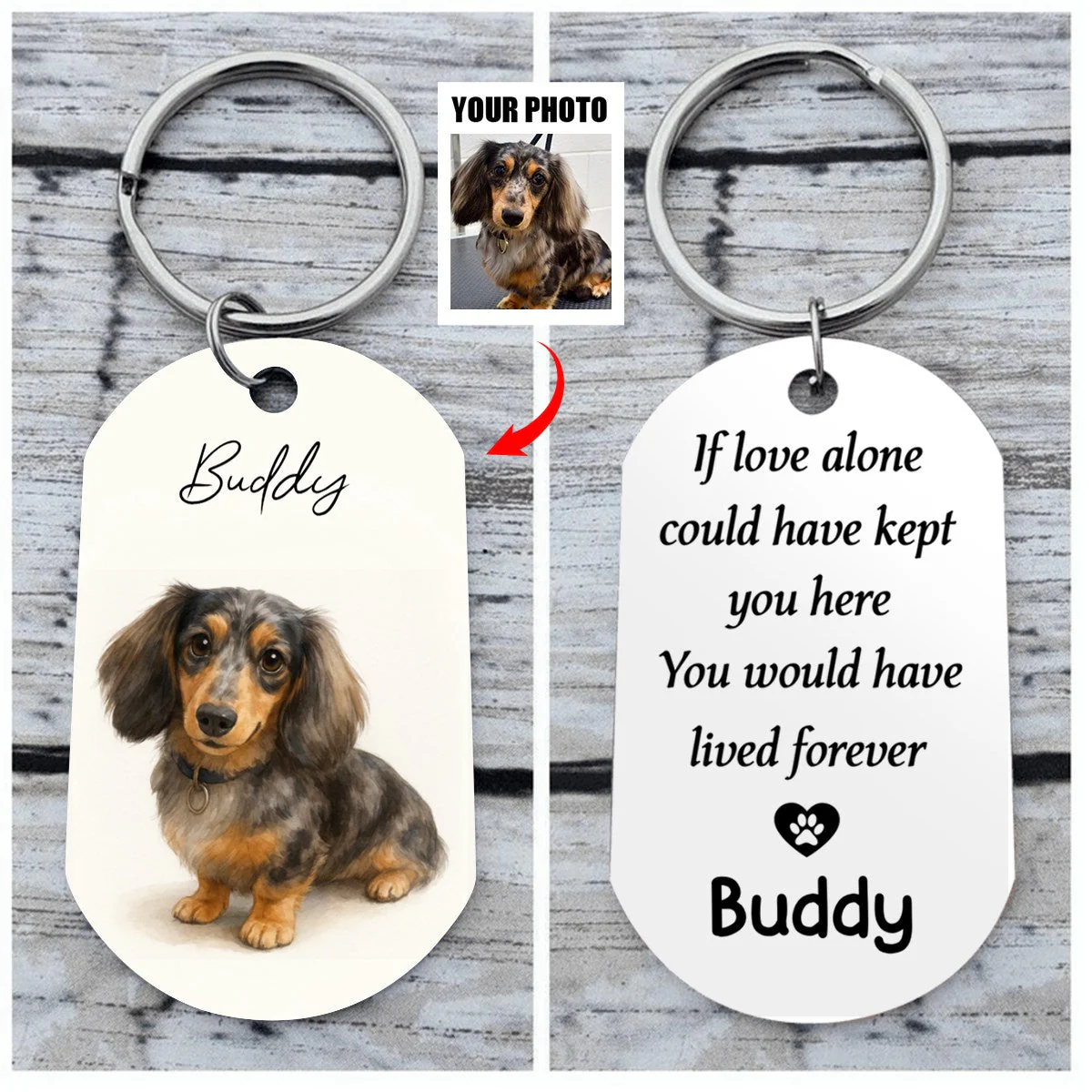 Custom Watercolor Photo Forever My Furry Angel - Memorial Personalized Keychain - Sympathy Gift For Pet Owners, Pet Lovers - Image 6