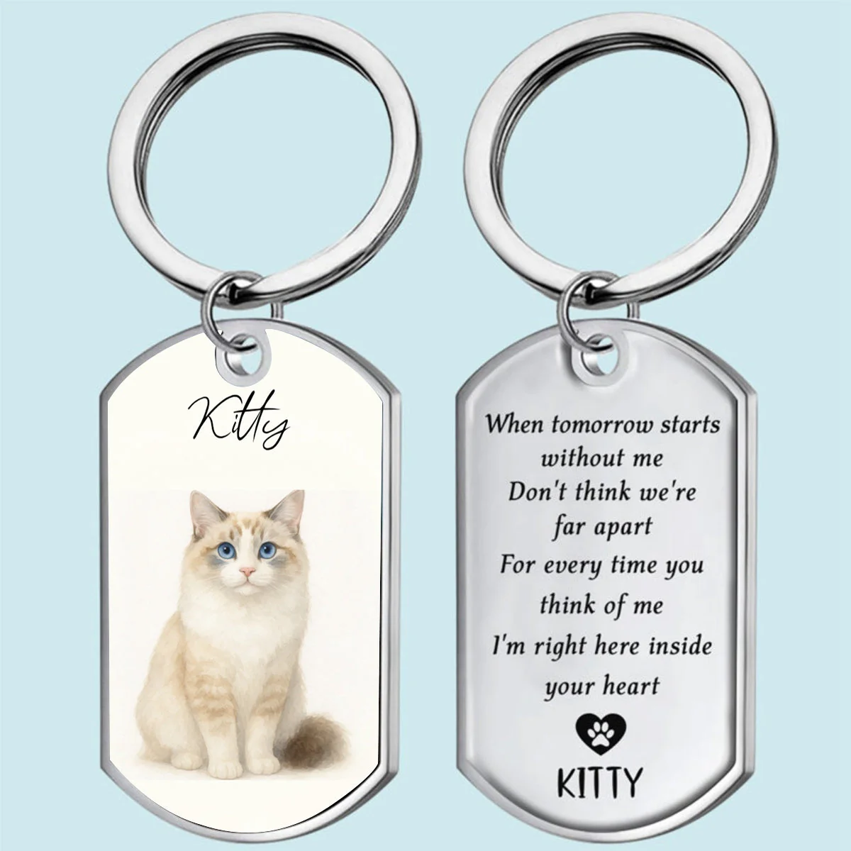 Custom Watercolor Photo Forever My Furry Angel - Memorial Personalized Keychain - Sympathy Gift For Pet Owners, Pet Lovers - Image 7