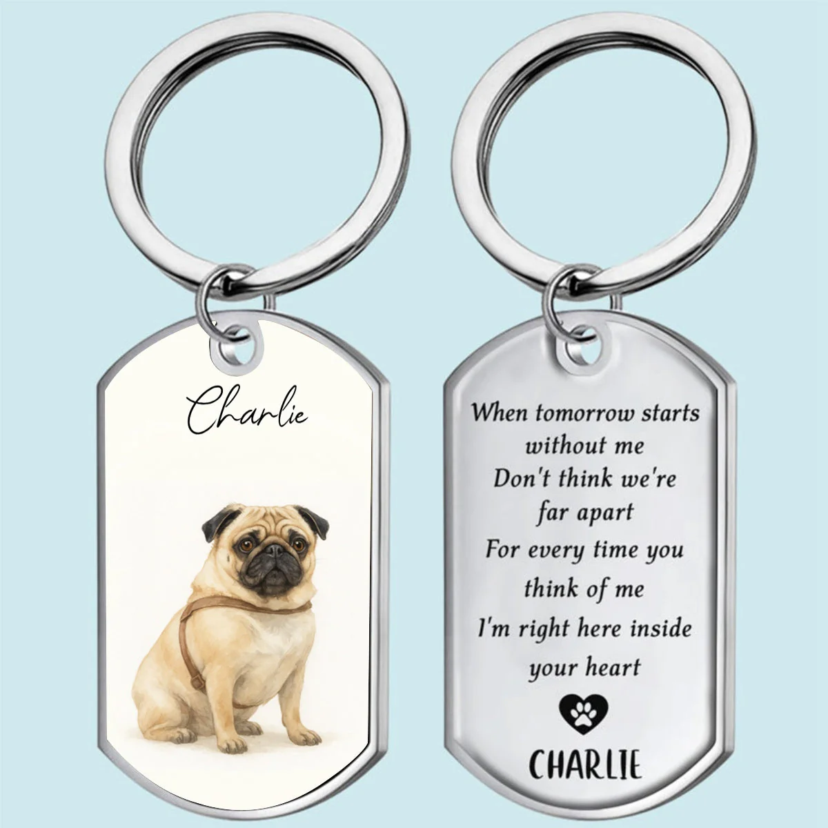 Custom Watercolor Photo Forever My Furry Angel - Memorial Personalized Keychain - Sympathy Gift For Pet Owners, Pet Lovers - Image 8