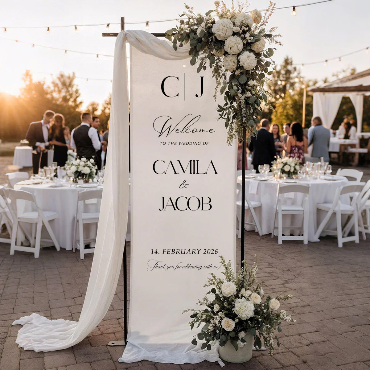 Custom Wedding Welcome Sign Wedding Banner - Personalized Fabric Banner for Ceremony or Reception Entrance - Image 2