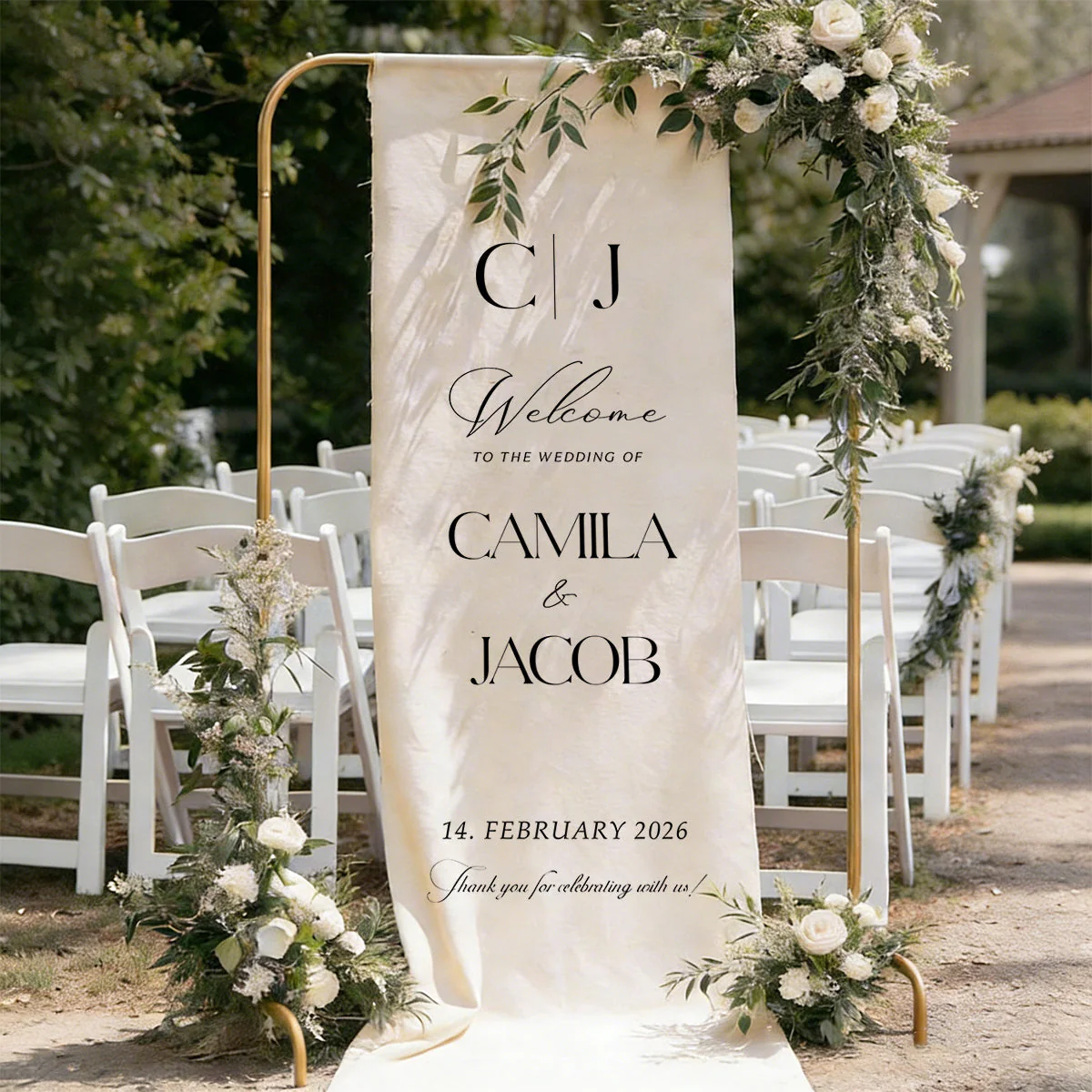Custom Wedding Welcome Sign Wedding Banner - Personalized Fabric Banner for Ceremony or Reception Entrance - Image 3