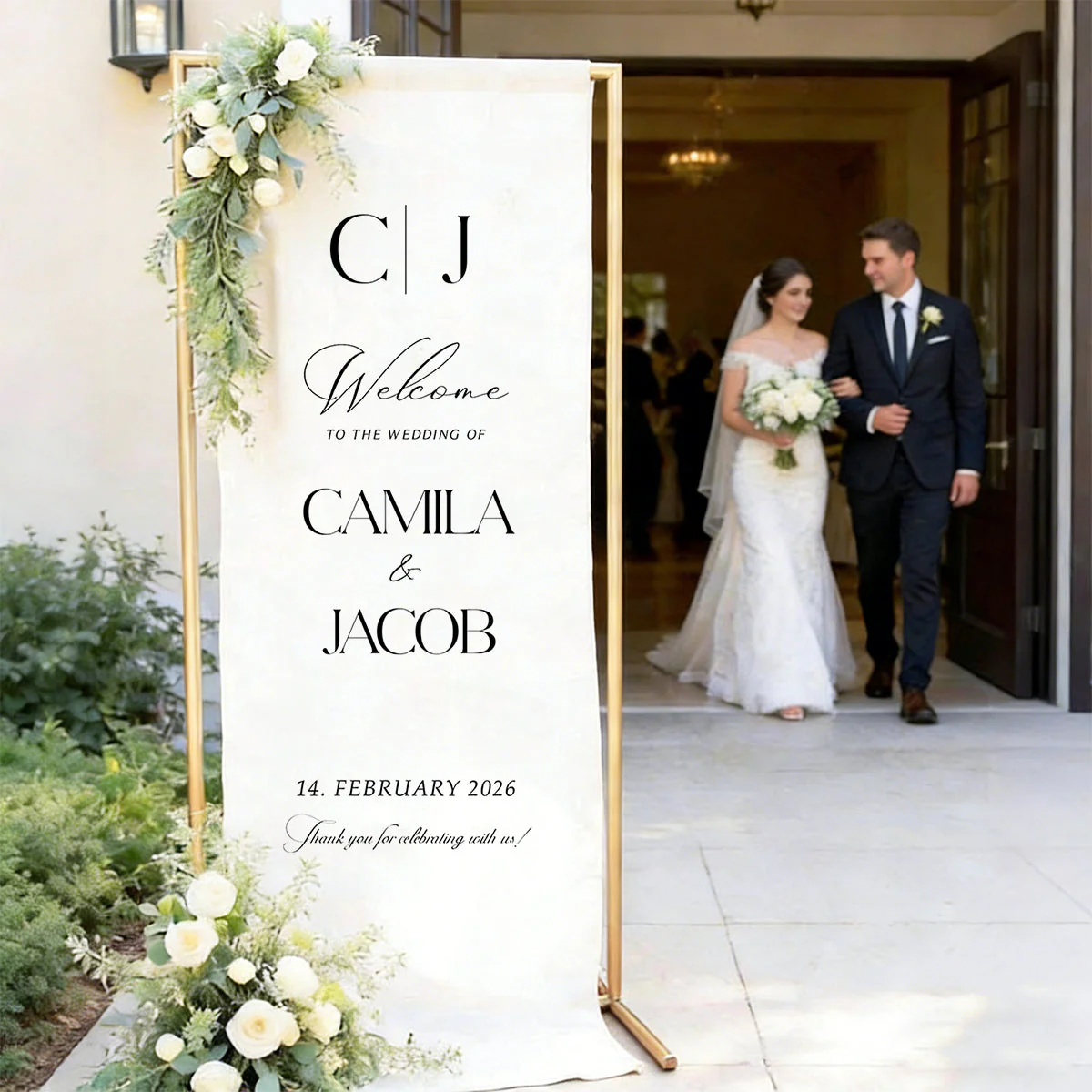 Custom Wedding Welcome Sign Wedding Banner - Personalized Fabric Banner for Ceremony or Reception Entrance - Image 5