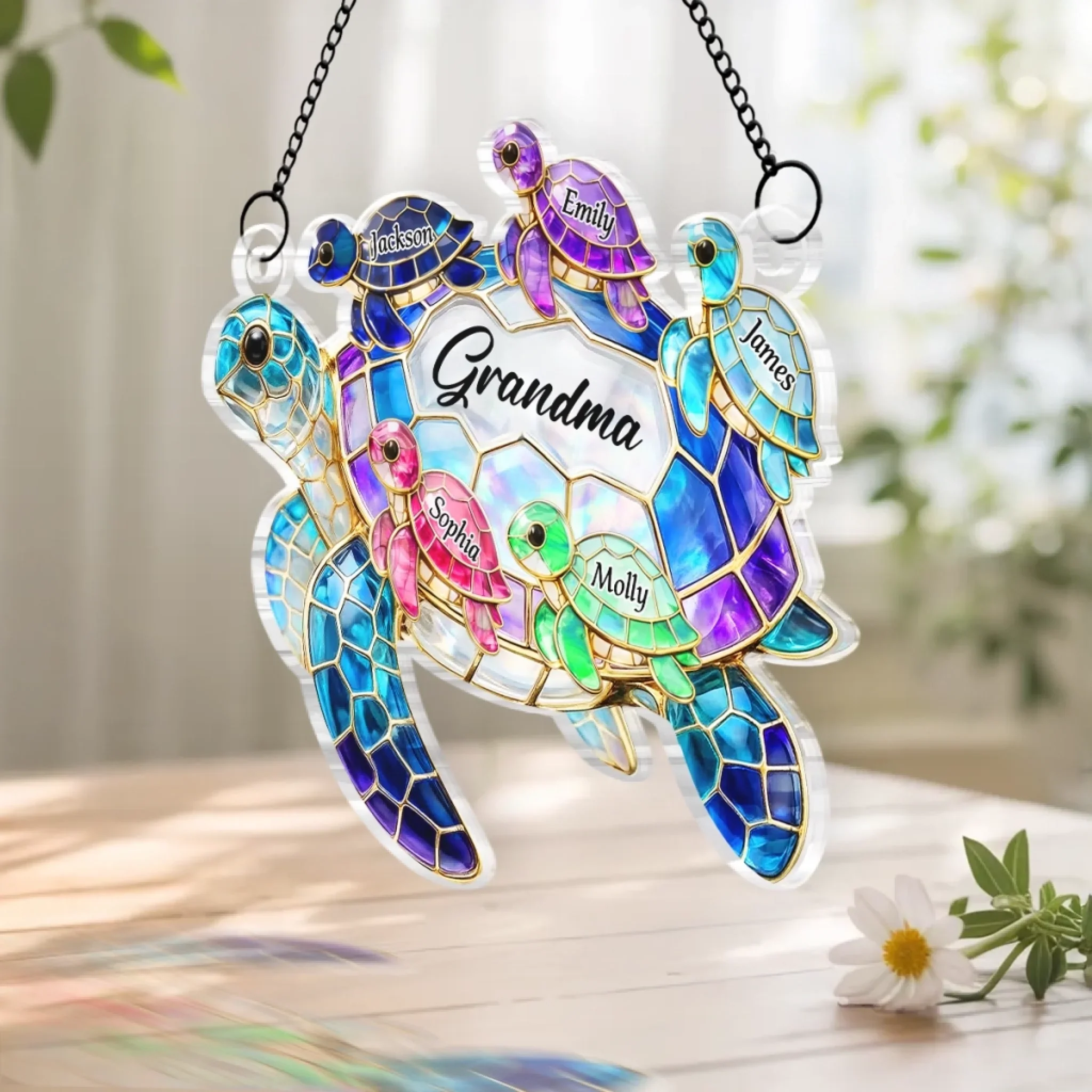Custom Window Hanging Suncatcher Ornament - Personalized Mother's Day Birthday Gifts For Mom, Grandma - Image 3