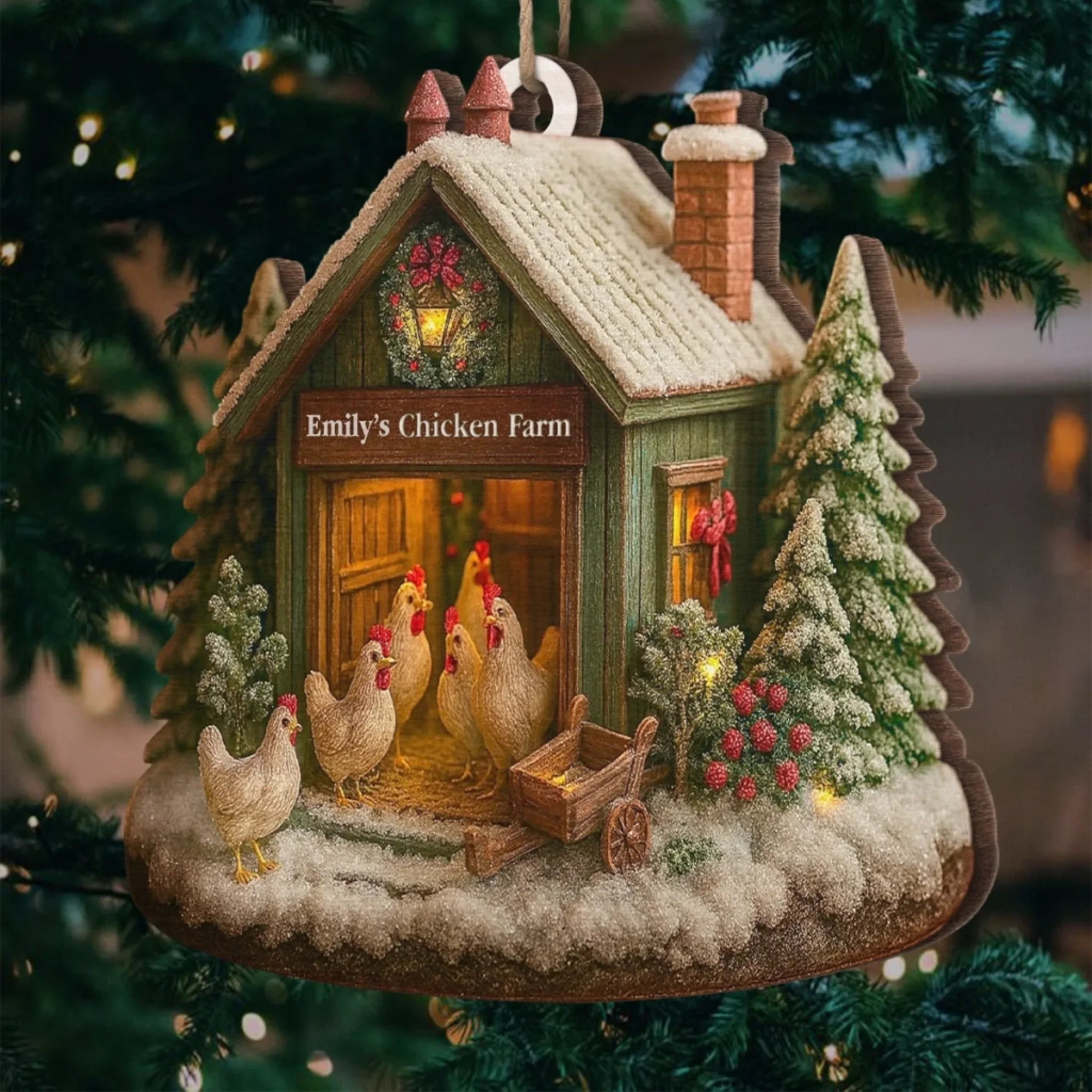 Custom Wood Ornament - Personalized Christmas Birthday Gifts For Women, Men - Chicken Love, Farm Life, Christmas Joy - Image 2