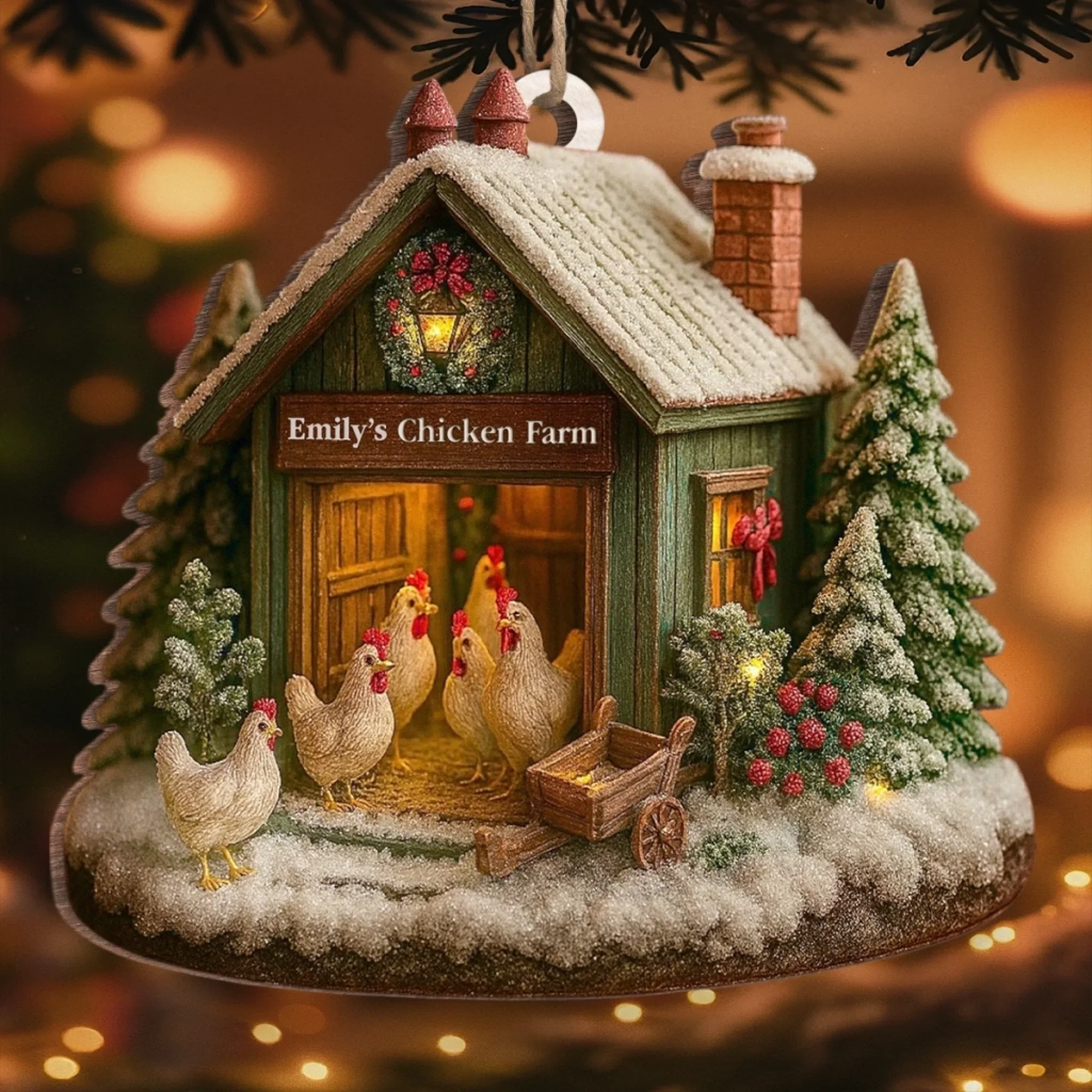 Custom Wood Ornament - Personalized Christmas Birthday Gifts For Women, Men - Chicken Love, Farm Life, Christmas Joy - Image 3