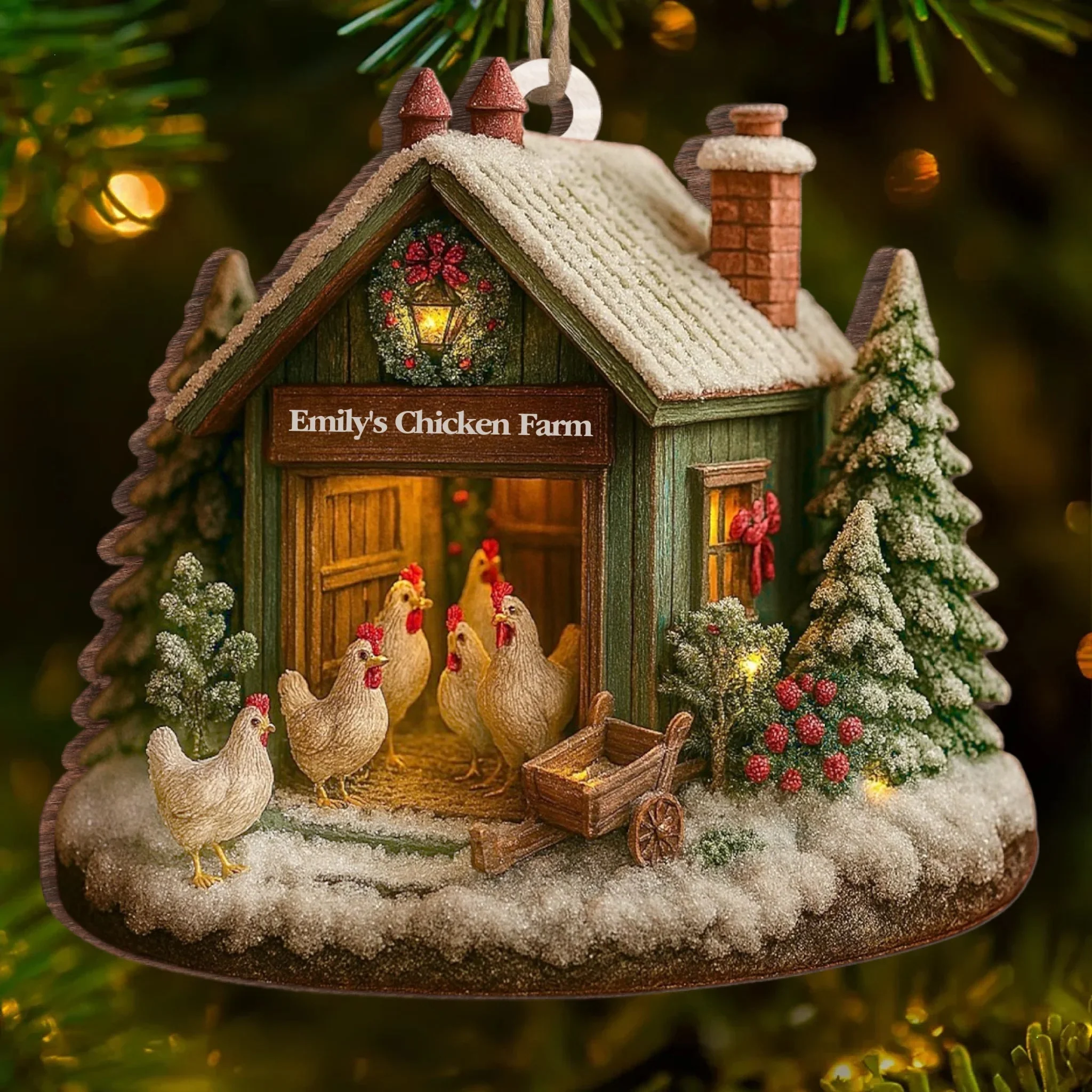 Custom Wood Ornament - Personalized Christmas Birthday Gifts For Women, Men - Chicken Love, Farm Life, Christmas Joy - Image 4