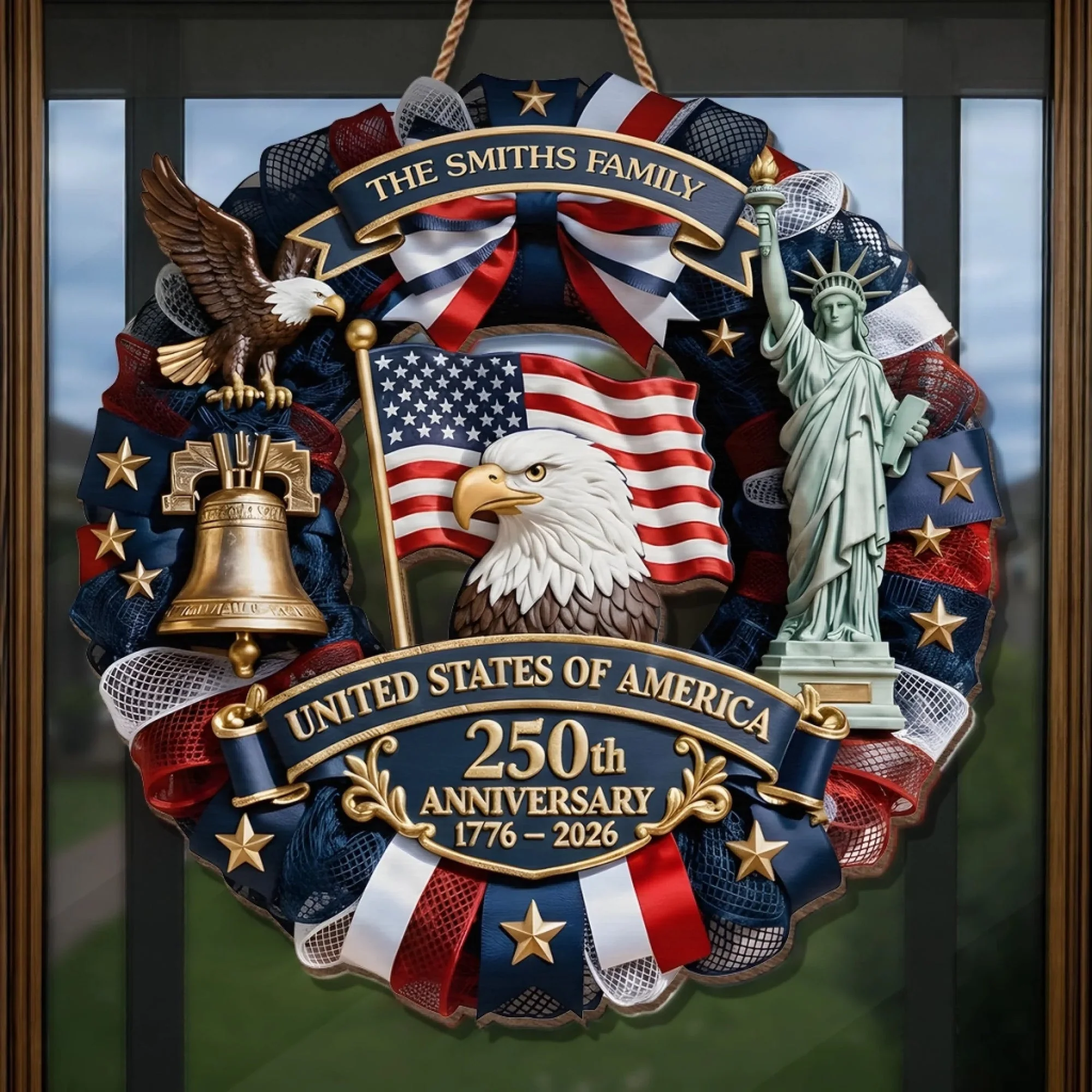 Custom Wood Sign - Personalized America 250th Anniversary Gifts For Mom, Dad, Brother, Sister, Kids - Family Forever United - Image 4