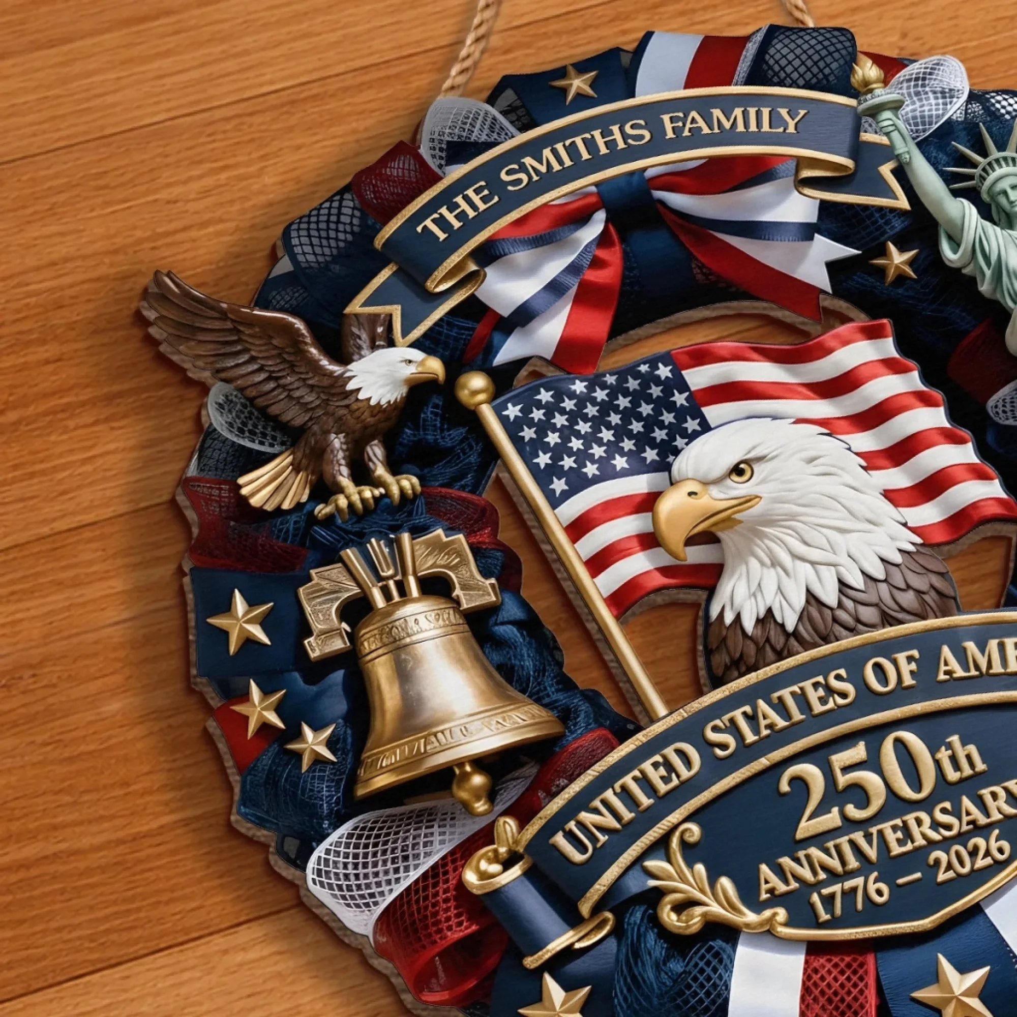 Custom Wood Sign - Personalized America 250th Anniversary Gifts For Mom, Dad, Brother, Sister, Kids - Family Forever United - Image 5