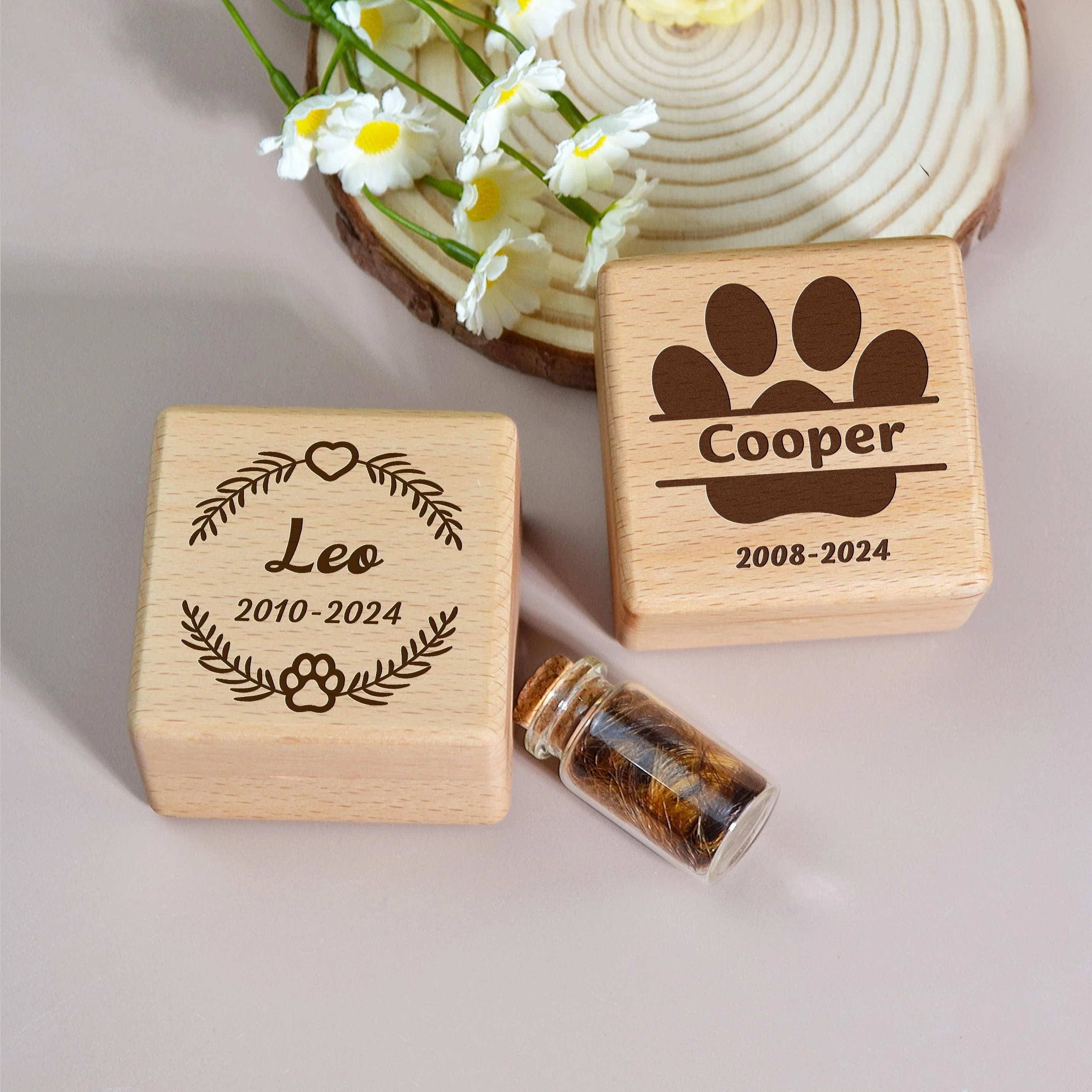 Custom Wooden Pet fur Keepsake Personalized Wooden Pet Ashes Box Pet Loss Gifts - Image 10
