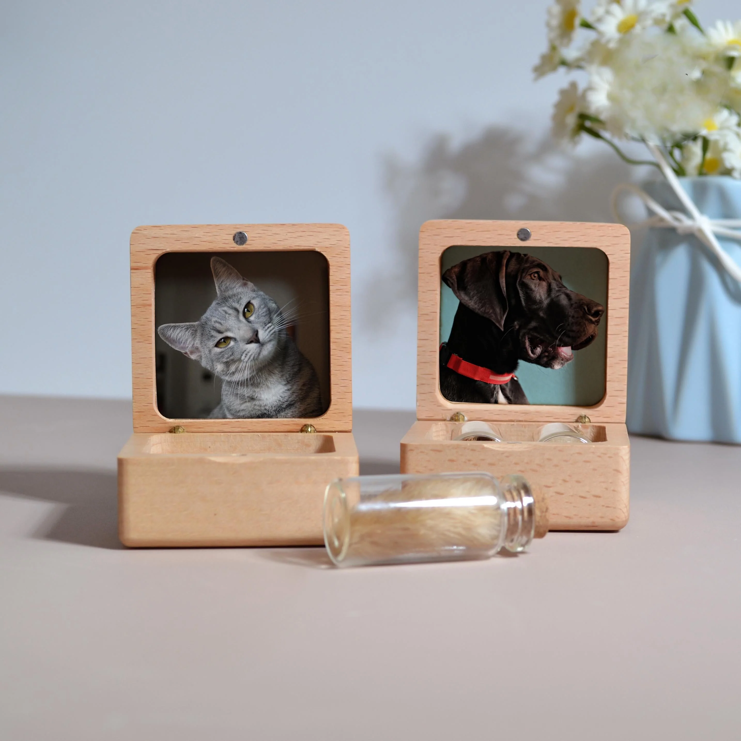 Custom Wooden Pet fur Keepsake Personalized Wooden Pet Ashes Box Pet Loss Gifts - Image 2