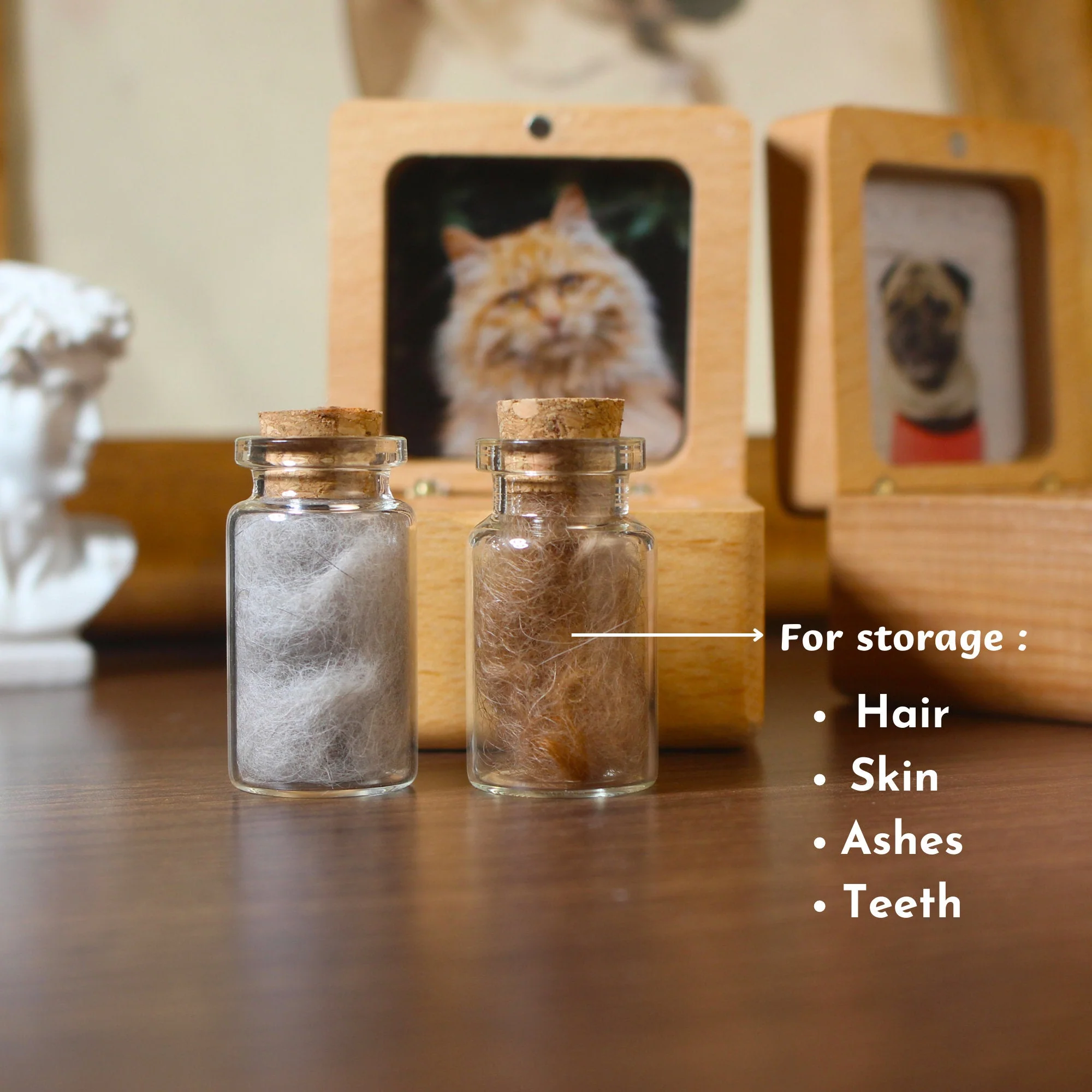 Custom Wooden Pet fur Keepsake Personalized Wooden Pet Ashes Box Pet Loss Gifts - Image 3