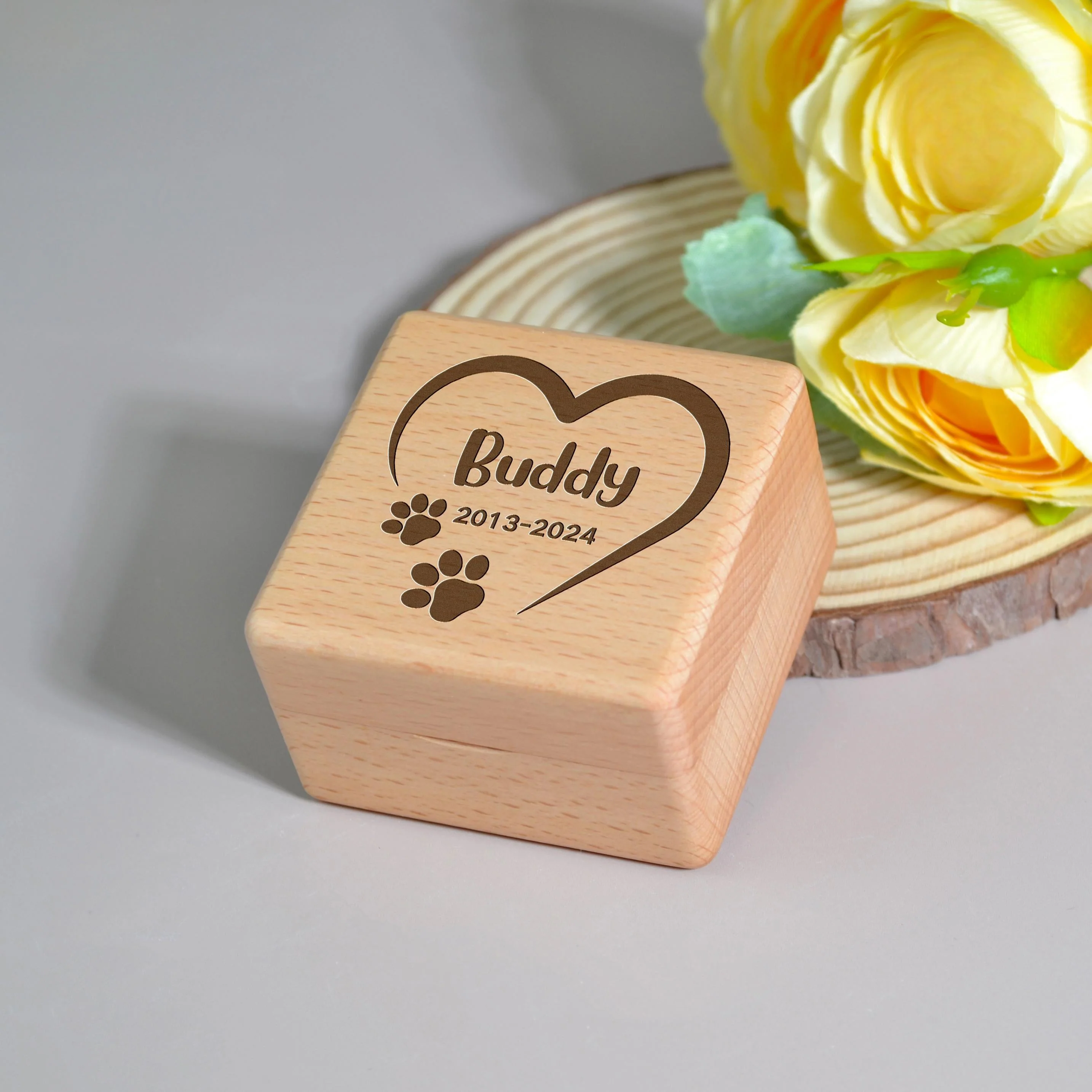 Custom Wooden Pet fur Keepsake Personalized Wooden Pet Ashes Box Pet Loss Gifts - Image 4