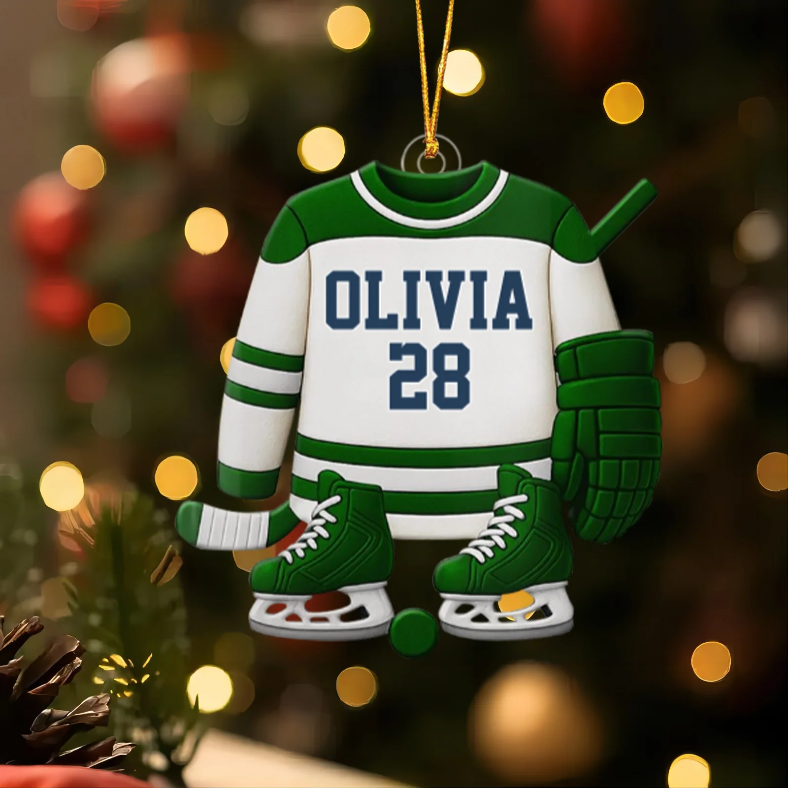 Customizable Hockey Jersey and Ice Skates Design Personalized Hockey Acrylic Ornament - Image 4