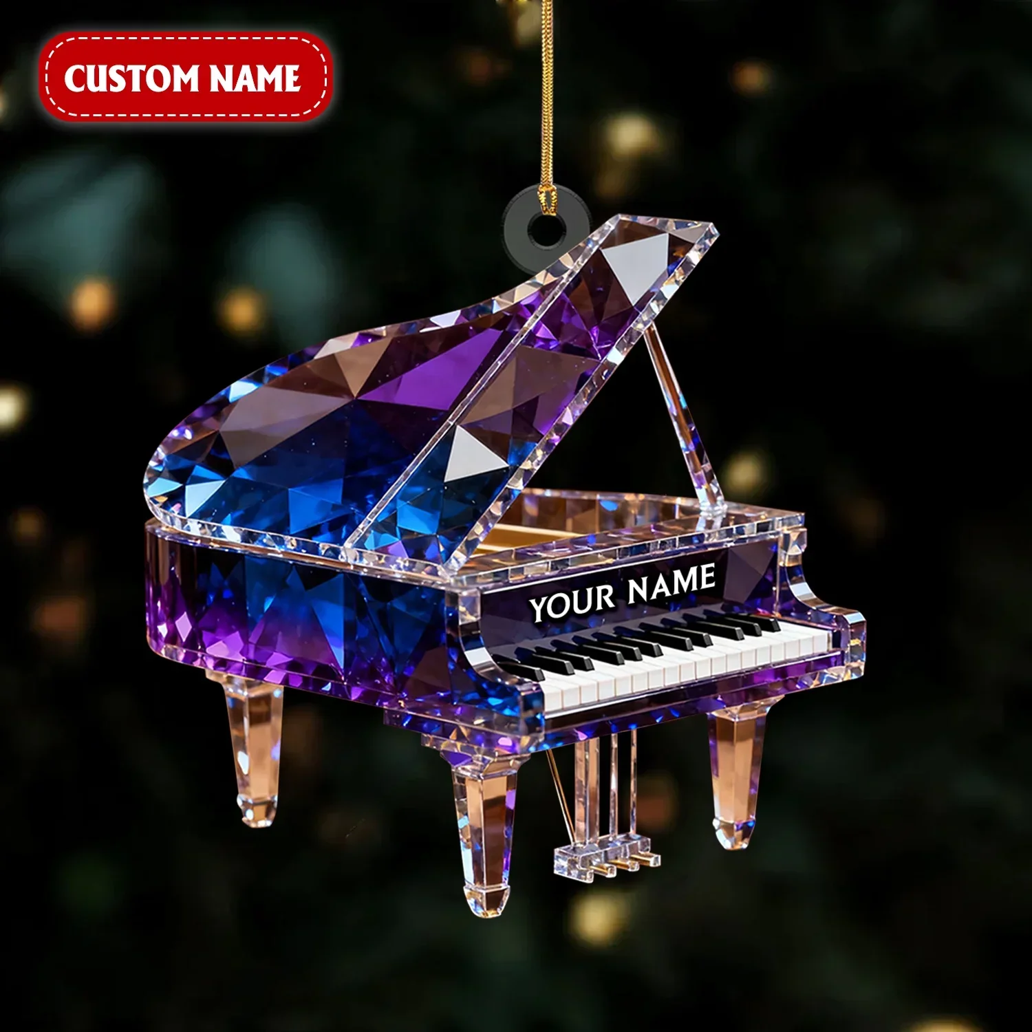 Customized Piano Crystal Effect Acrylic Ornament, Pianist Gift, Piano Christmas Music Theme Decor - Image 2