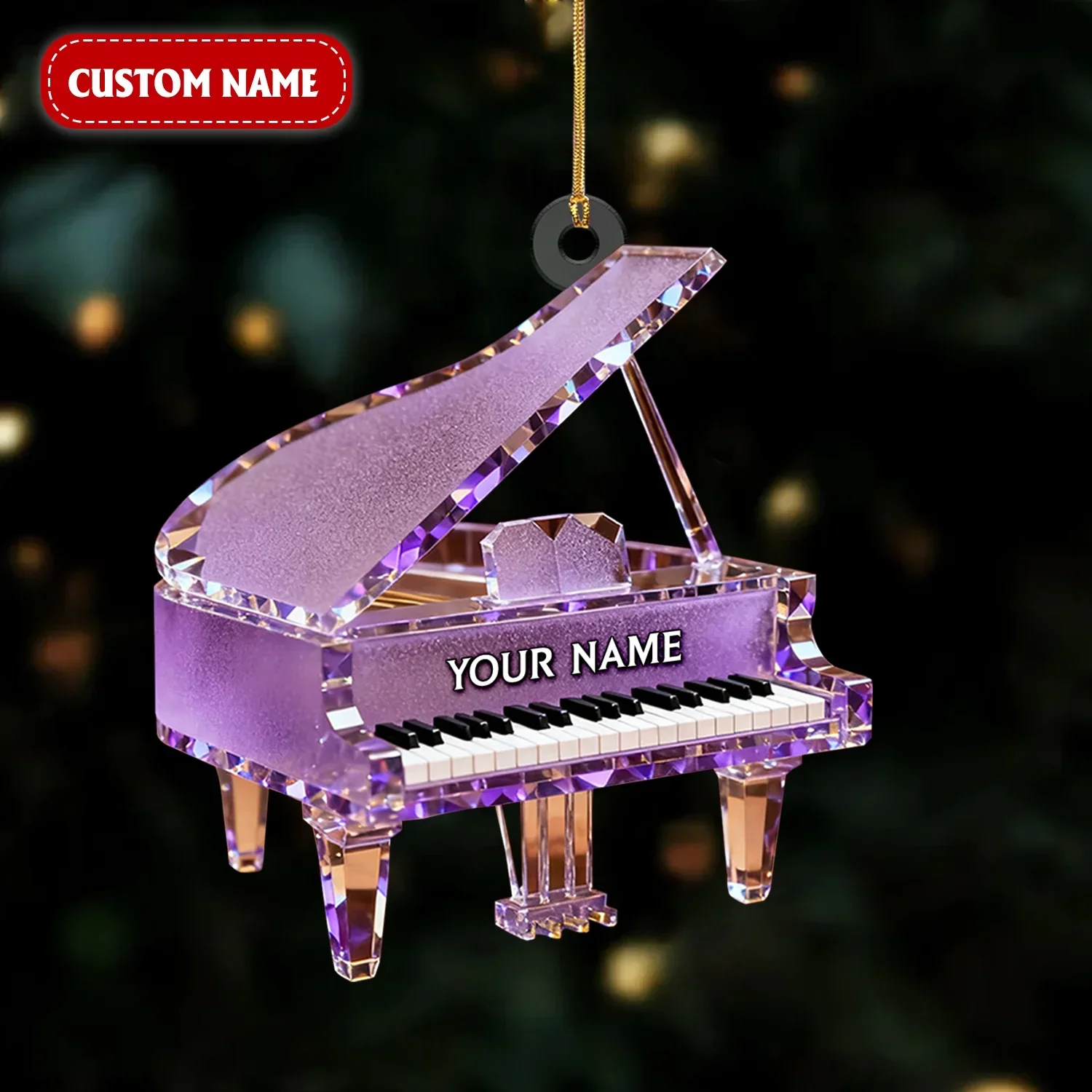 Customized Piano Crystal Effect Acrylic Ornament, Pianist Gift, Piano Christmas Music Theme Decor - Image 4