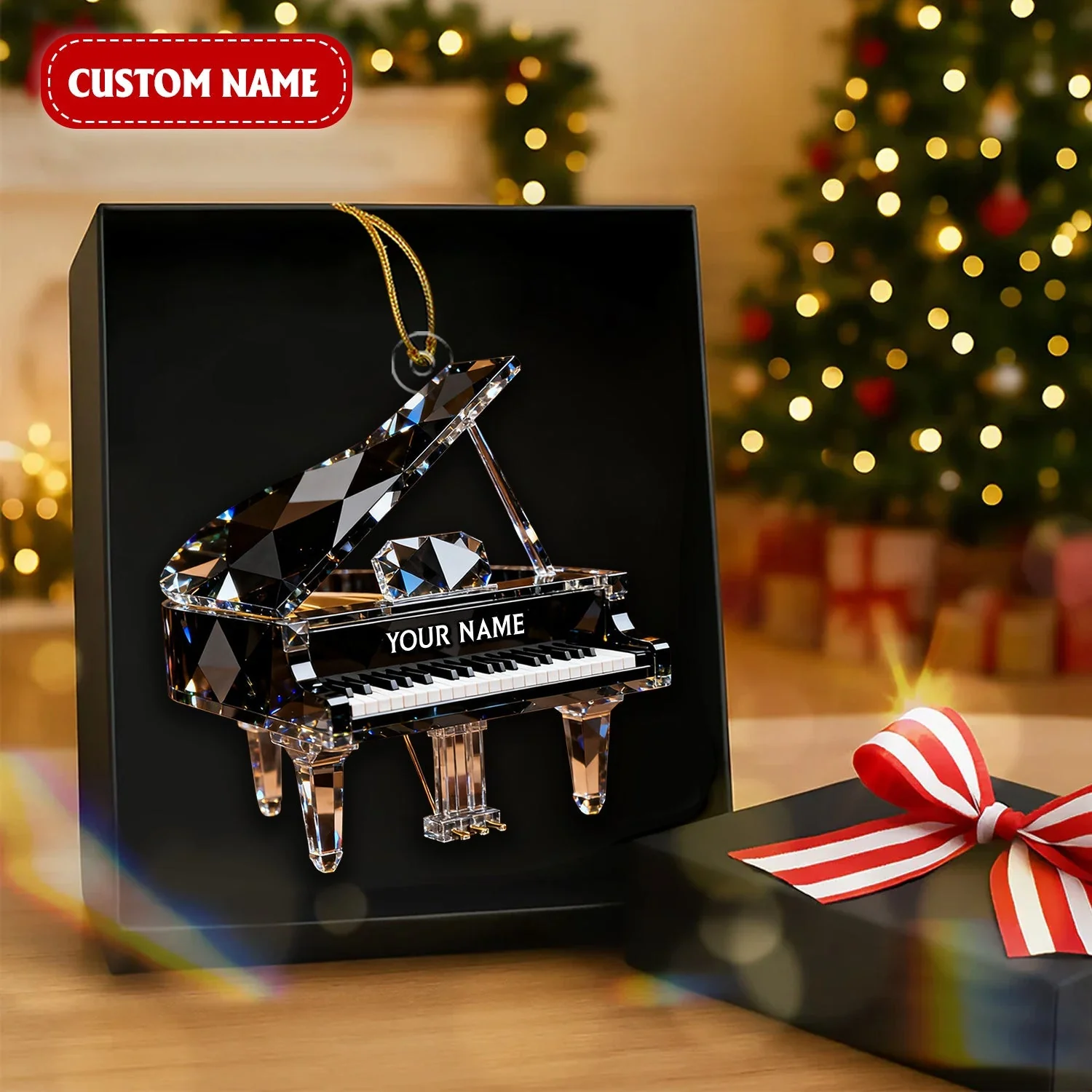 Customized Piano Crystal Effect Acrylic Ornament, Pianist Gift, Piano Christmas Music Theme Decor - Image 5