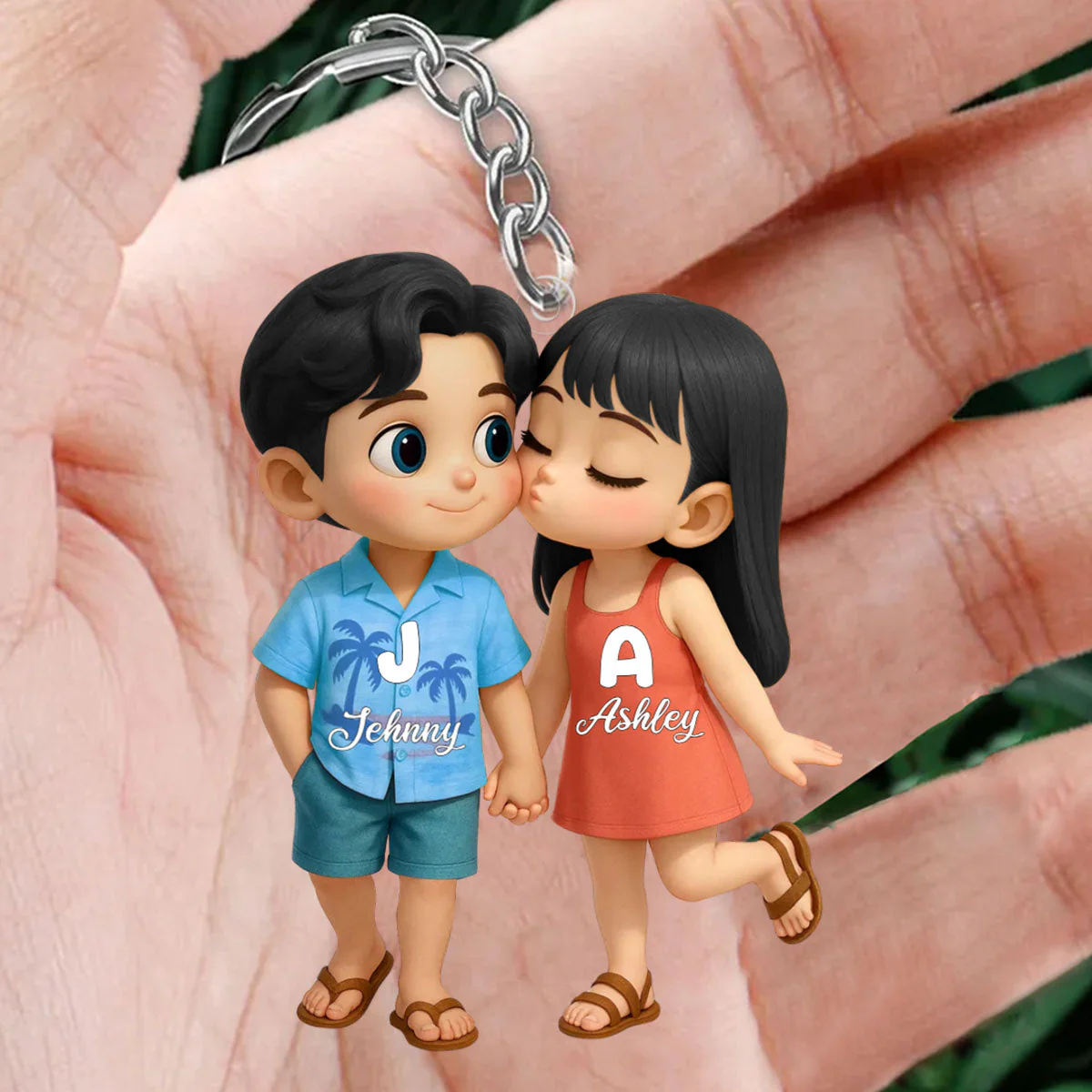 Cute Cartoon Couple Summer Vibe Personalized Acrylic Keychain - Image 7
