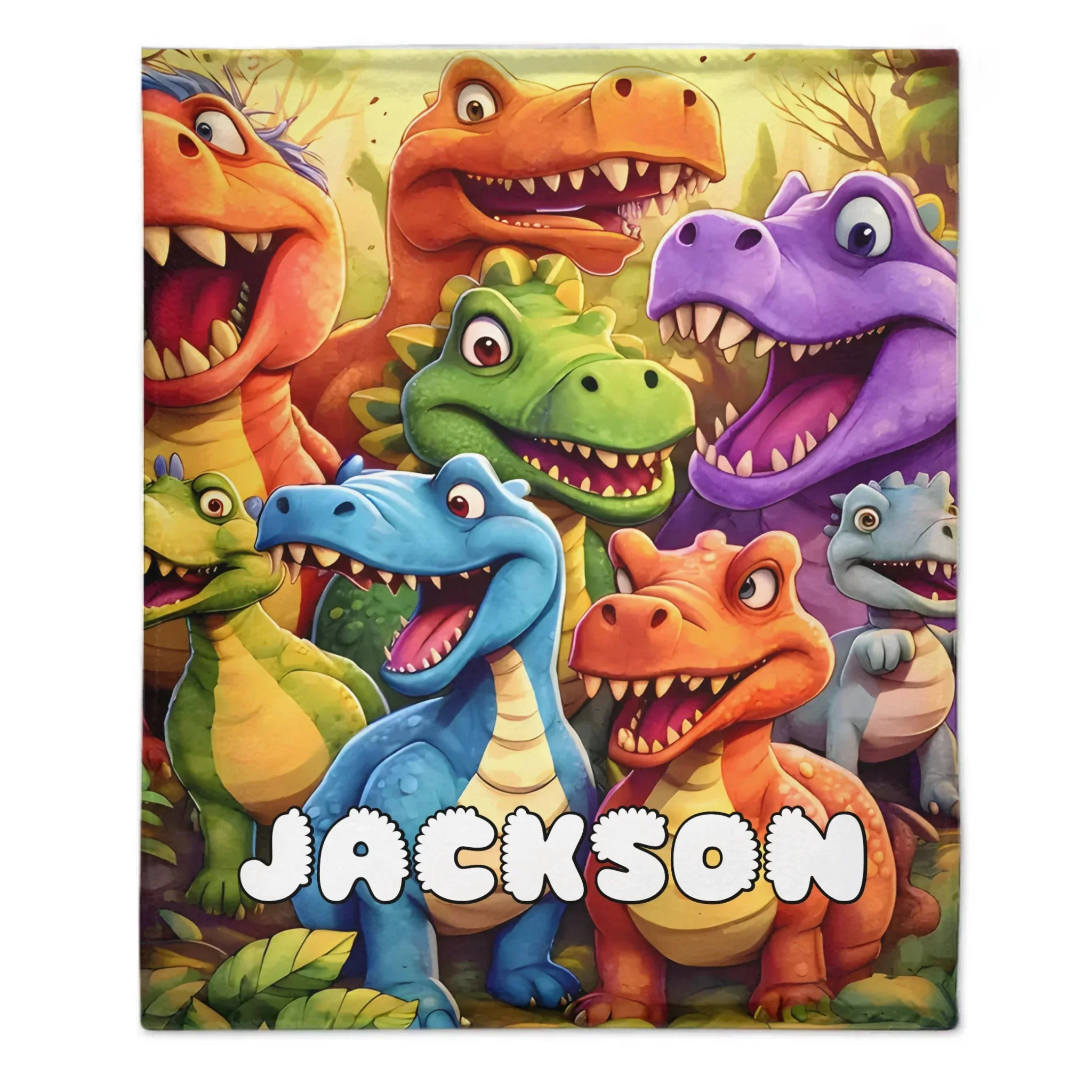 Cute Dinosaur Personalized Name Blanket Gift For Kids, Children - Image 3