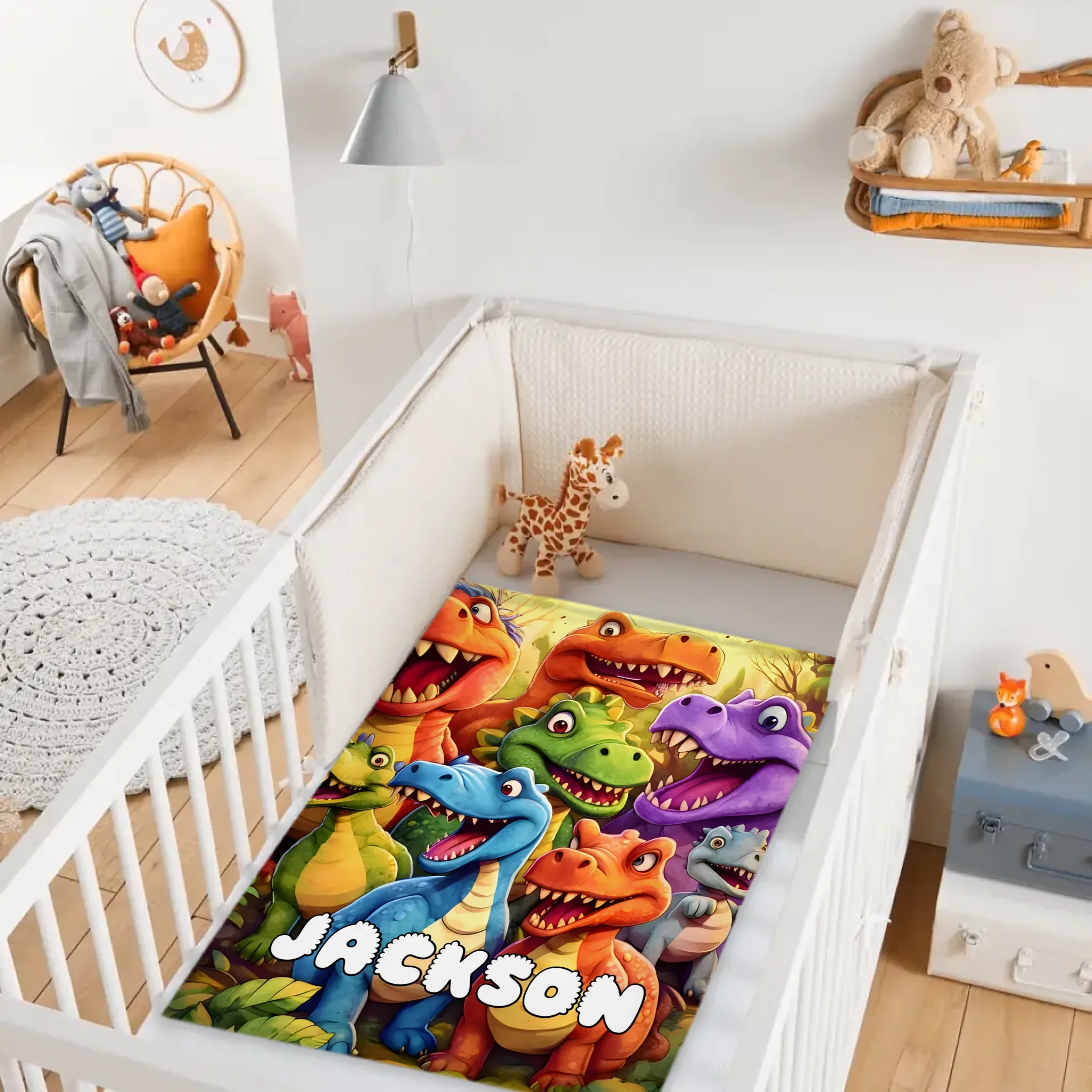 Cute Dinosaur Personalized Name Blanket Gift For Kids, Children - Image 4