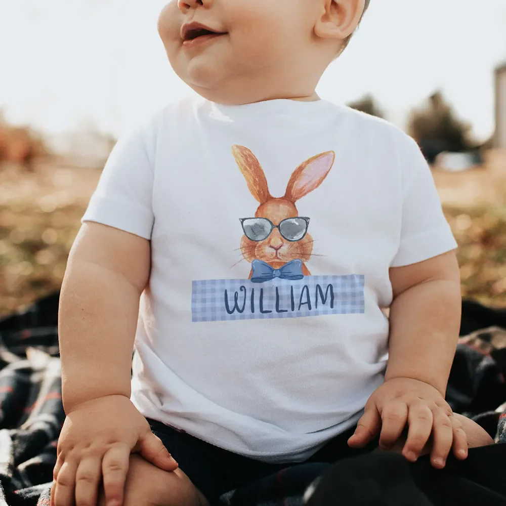 Cute Easter Bunny Custom Name Gift For Baby Personalized Baby Shirt Baby Onesie - Image 3