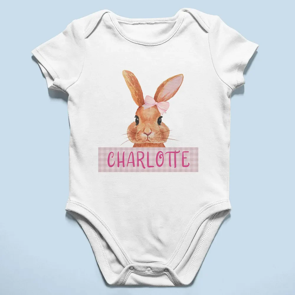 Cute Easter Bunny Custom Name Gift For Baby Personalized Baby Shirt Baby Onesie - Image 5