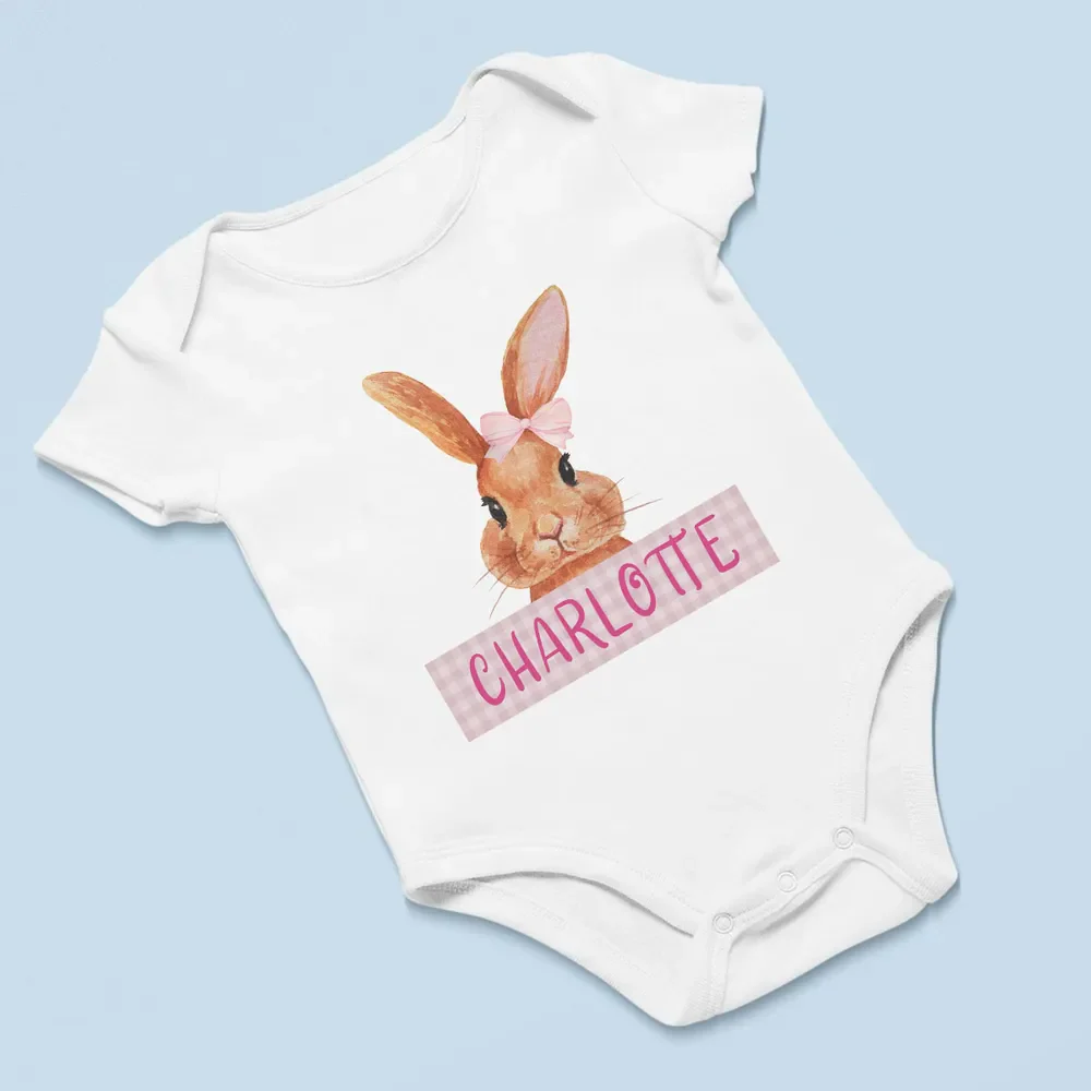 Cute Easter Bunny Custom Name Gift For Baby Personalized Baby Shirt Baby Onesie - Image 6