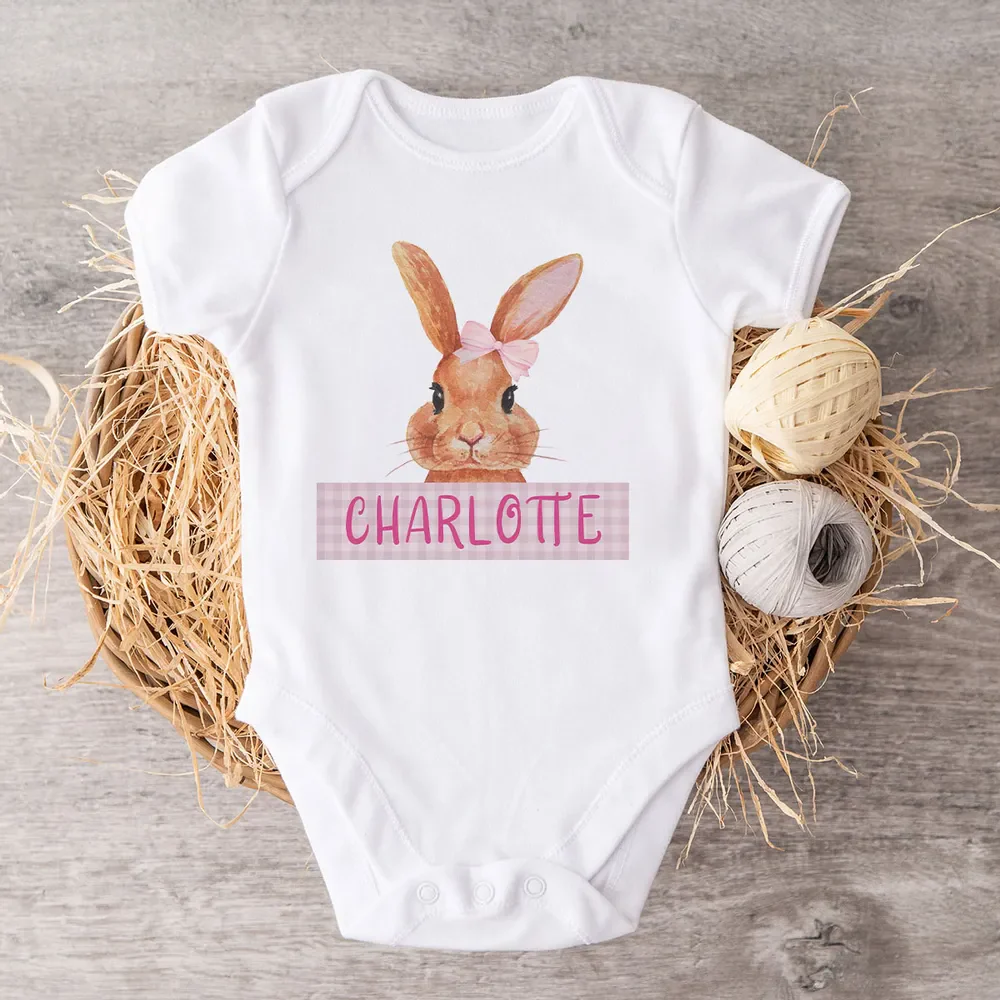 Cute Easter Bunny Custom Name Gift For Baby Personalized Baby Shirt Baby Onesie - Image 8