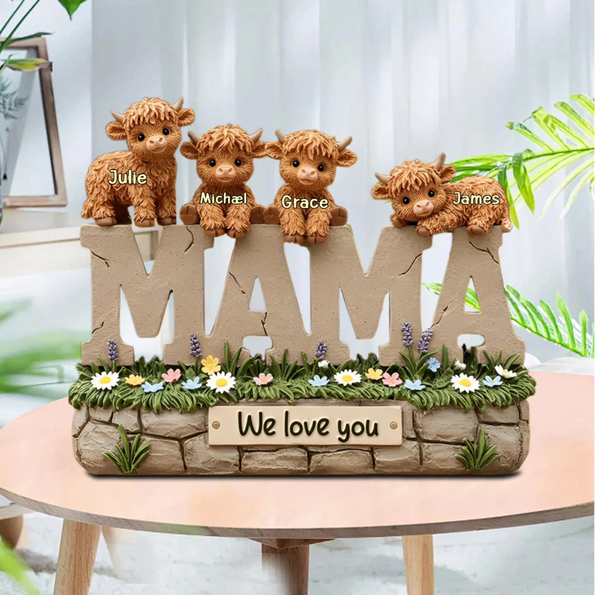 Cute Highland Cow Mama - Personalized Shaped Acrylic Plaque For Mother's Day Gift - Image 2