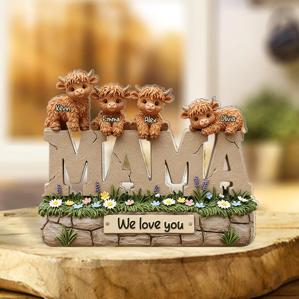 Cute Highland Cow Mama - Personalized Shaped Acrylic Plaque For Mother's Day Gift - Image 3