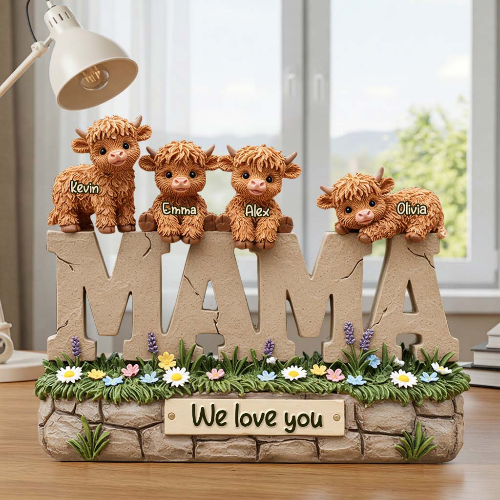 Cute Highland Cow Mama - Personalized Shaped Acrylic Plaque For Mother's Day Gift - Image 4