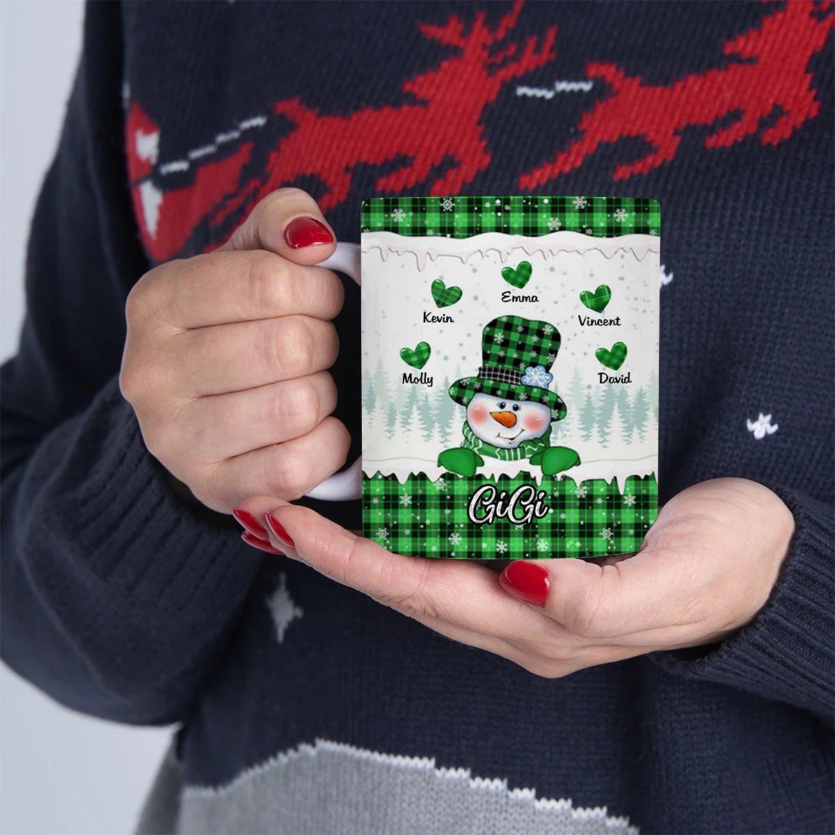 Cute Snowman Nana Mom Sweet Heart Kids Personalized Mug - Image 2