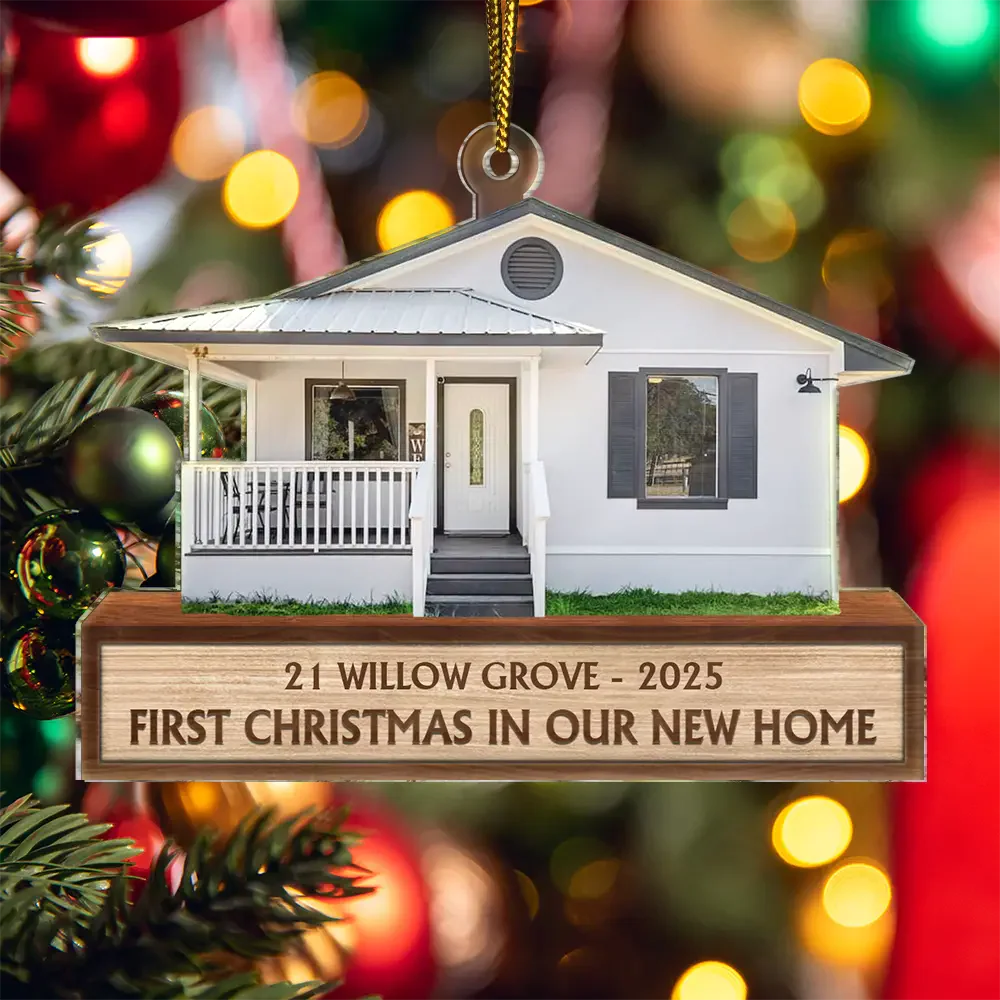 Cutout Photo First Christmas In Our New House - Personalized Acrylic Ornament - Image 3