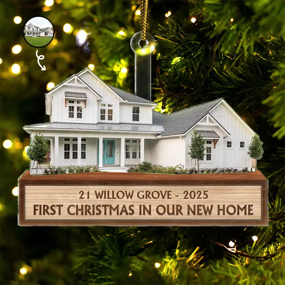 Cutout Photo First Christmas In Our New House - Personalized Acrylic Ornament - Image 5