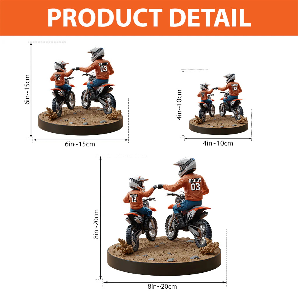 Dad And Kid - Personalized Dirt Bike Shaped Acrylic Plaque - Image 6