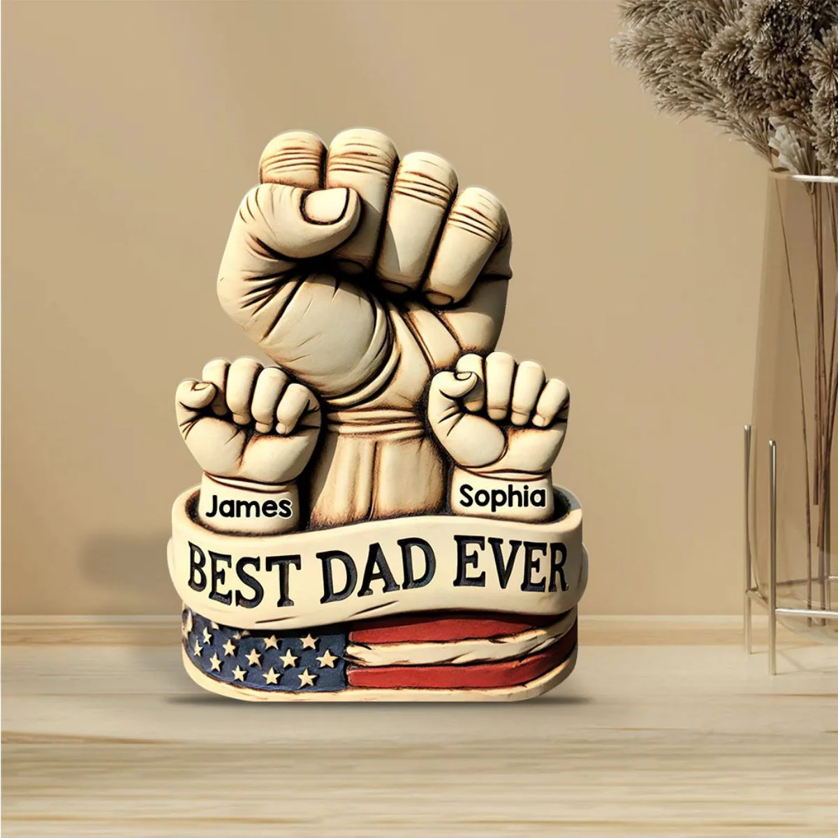 Dad And Kids Hands - Personalized Father Custom Shaped Acrylic Plaque, Gift For Dad Grandpa - Image 4