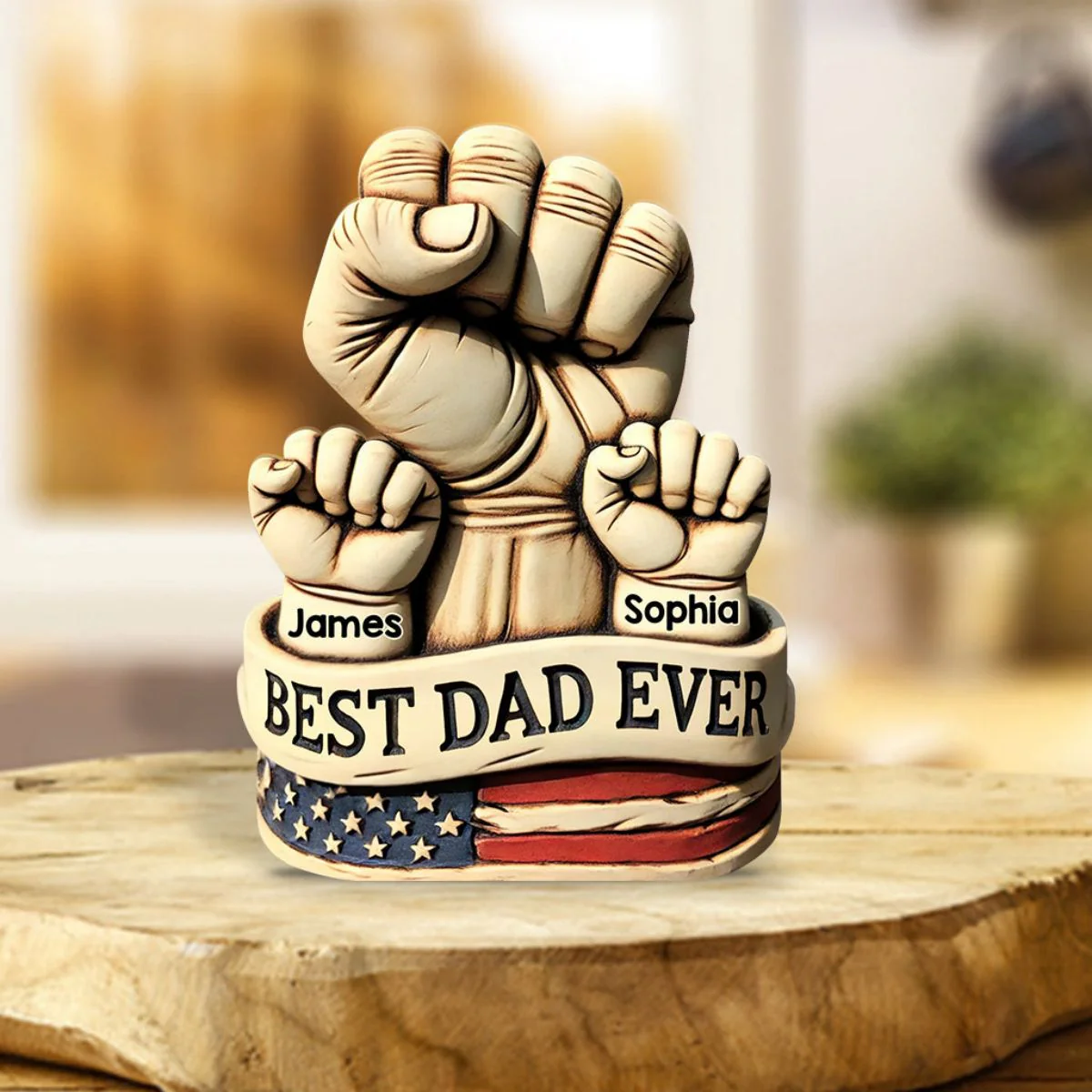 Dad And Kids Hands - Personalized Father Custom Shaped Acrylic Plaque, Gift For Dad Grandpa - Image 5