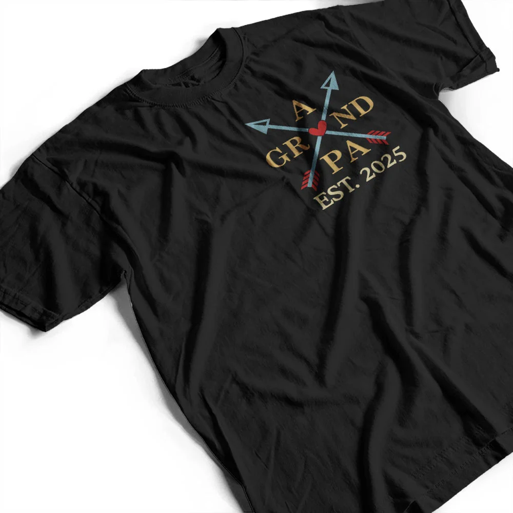 Dad Est Year Crossed Arrows Joining Of Paths - Personalized T Shirt - Image 2