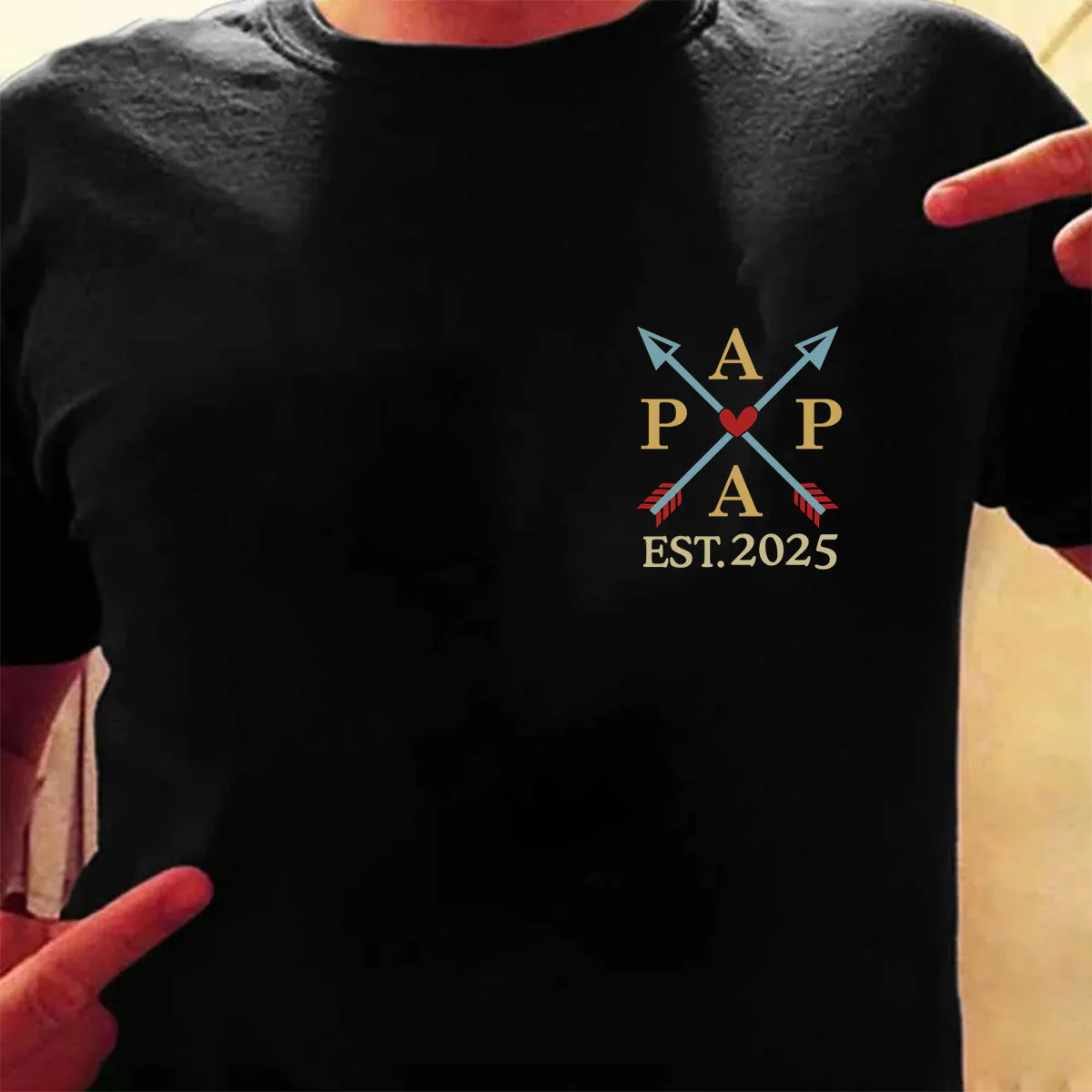 Dad Est Year Crossed Arrows Joining Of Paths - Personalized T Shirt - Image 4