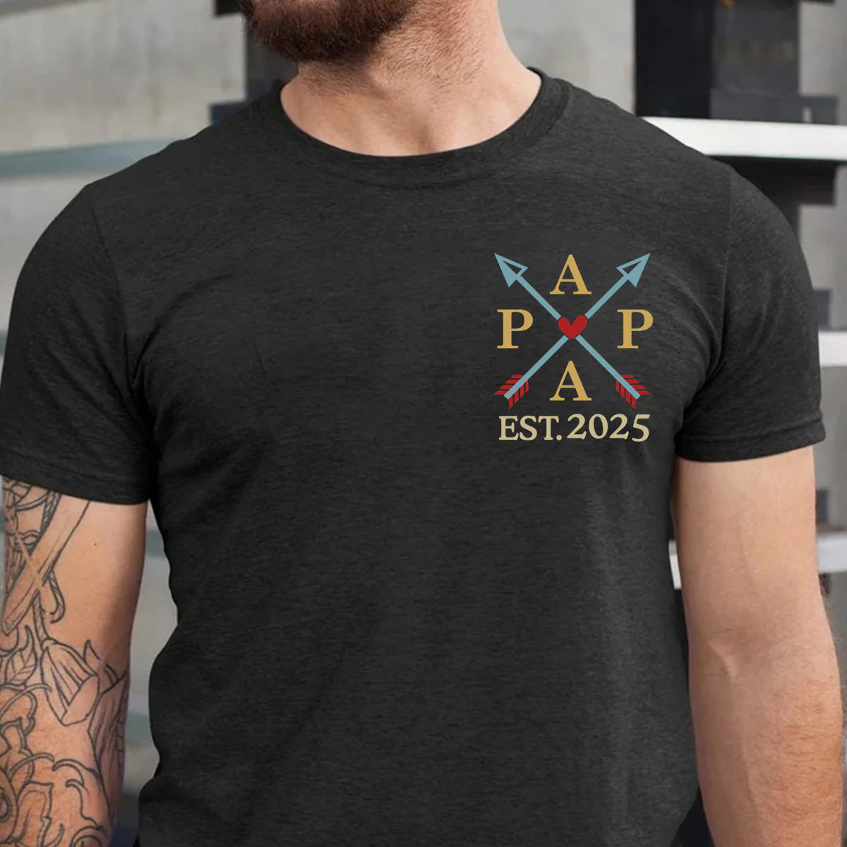 Dad Est Year Crossed Arrows Joining Of Paths - Personalized T Shirt - Image 5