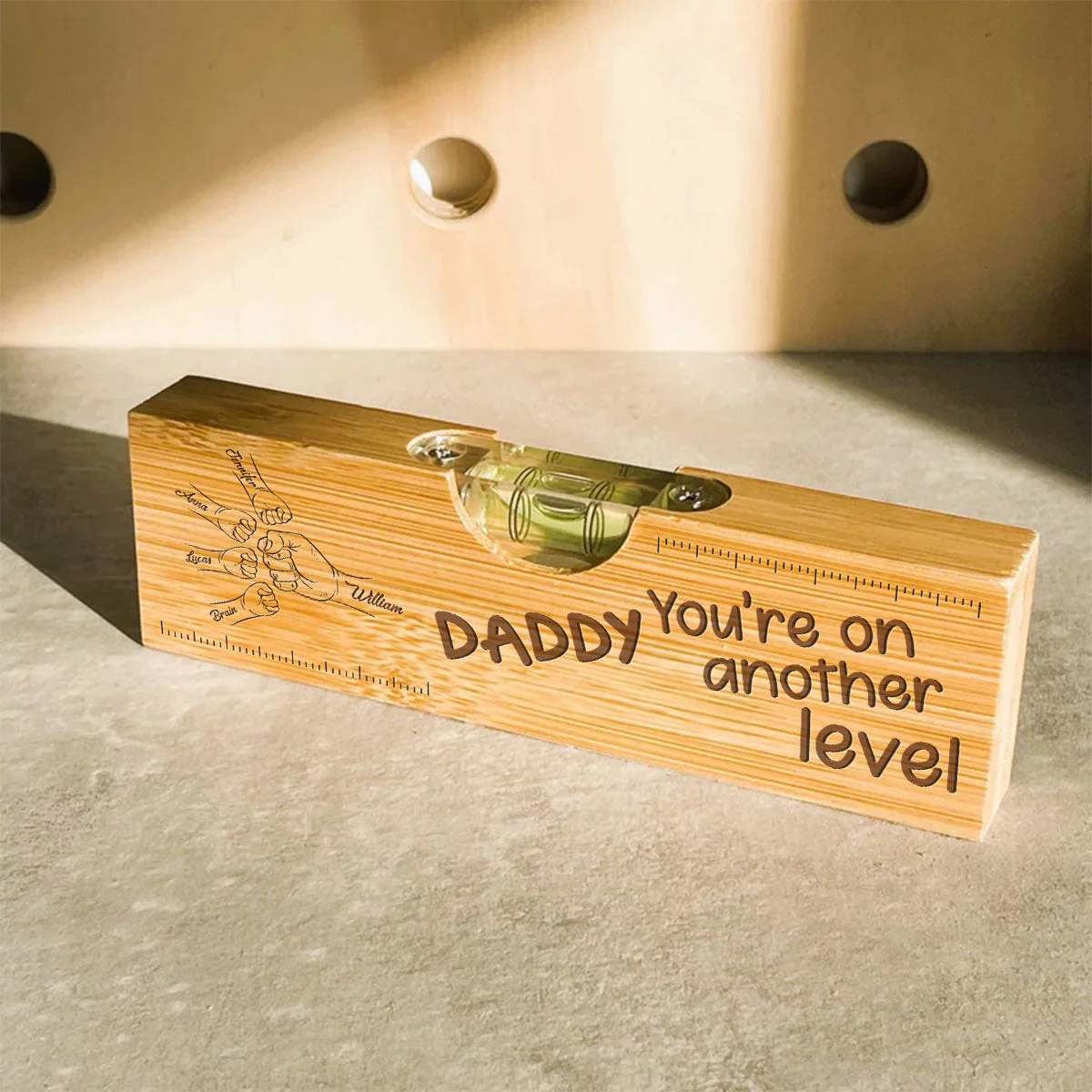 Dad Fist Bump - Personalized Custom Engraved Wooden Spirit Level Bottle Opener Gift For Father's Day - Image 3