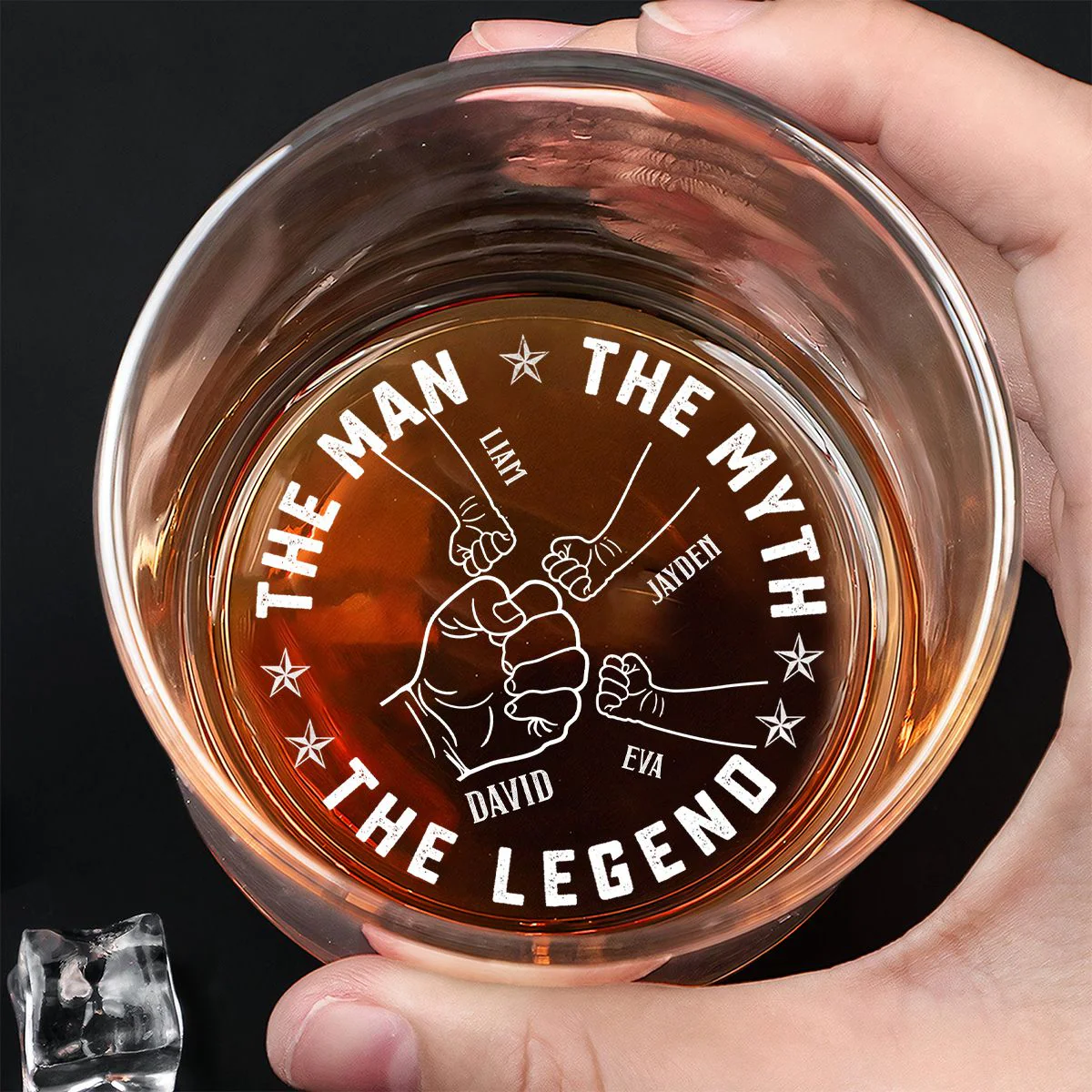 Dad The Man The Myth The Legend - Personalized Engraved Whiskey Glass - Image 3