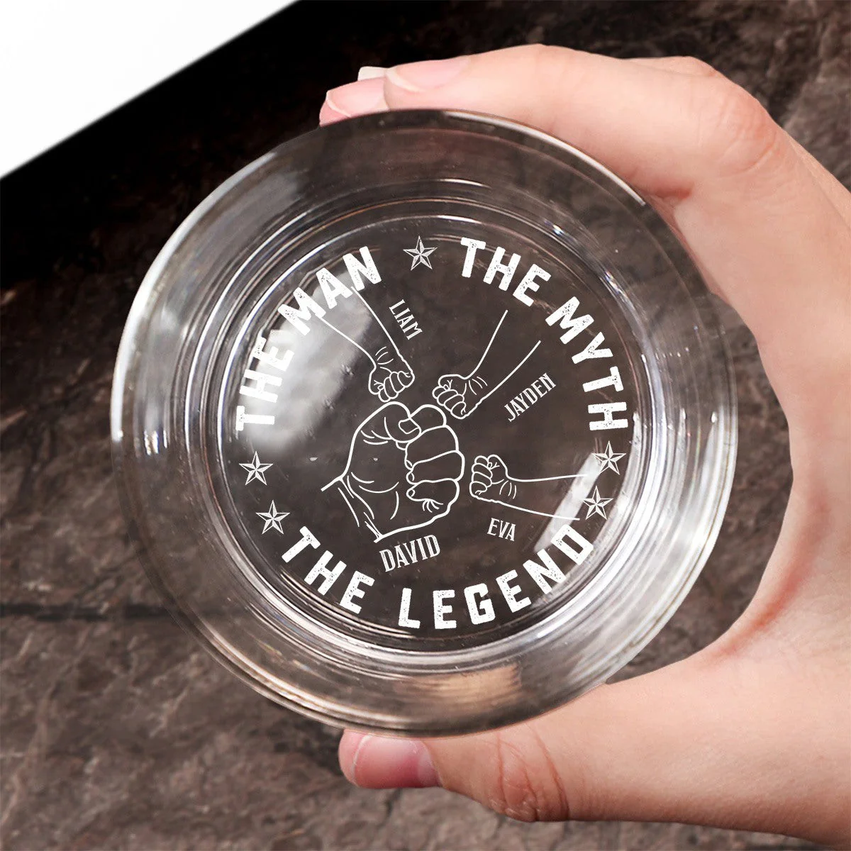 Dad The Man The Myth The Legend - Personalized Engraved Whiskey Glass - Image 4