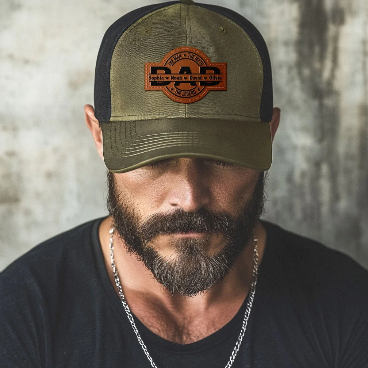 Dad, The Man, The Myth, The Legend - Personalized Leather Patch Hat - Image 2