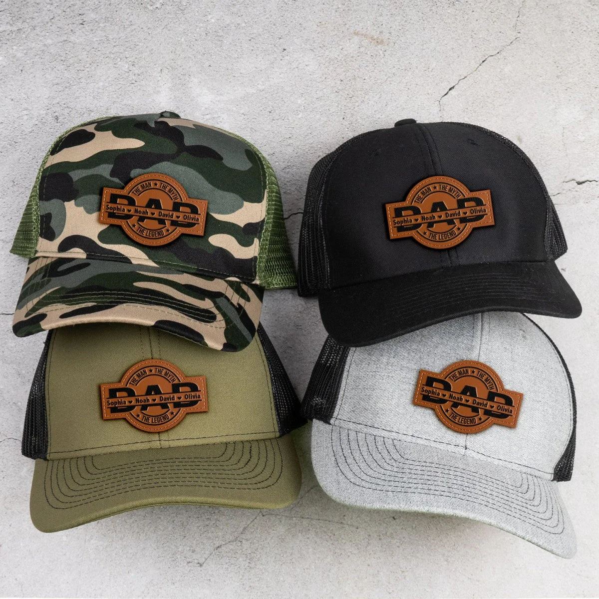 Dad, The Man, The Myth, The Legend - Personalized Leather Patch Hat - Image 4